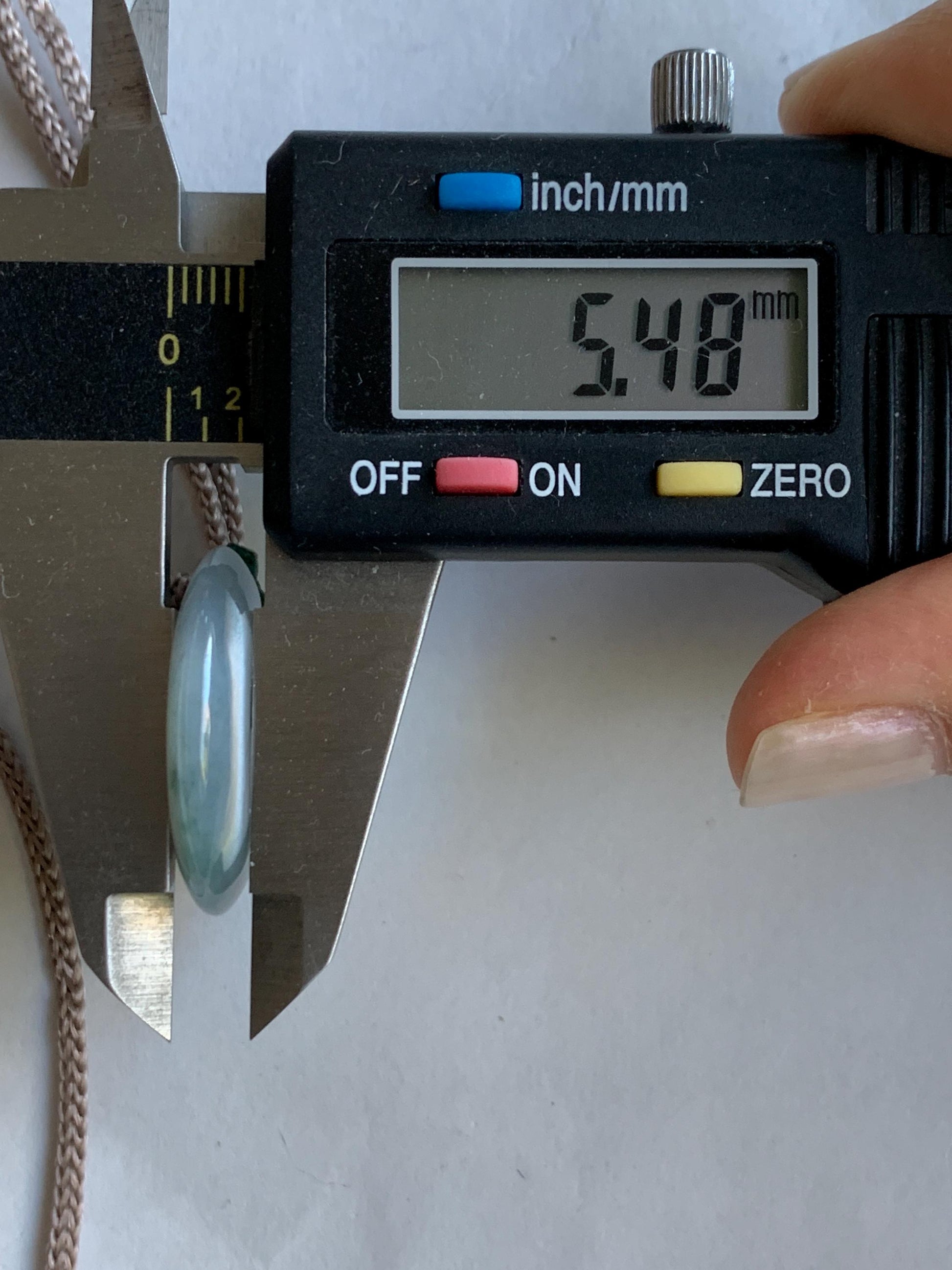 Certified Natural Grade A Icy Translucent Gelatinous Wuji Green Marbled Jadeite Ping An Kou Donut Pendant Rope Necklace 天然冰胶乌鸡飘绿翡翠平安扣吊坠3016