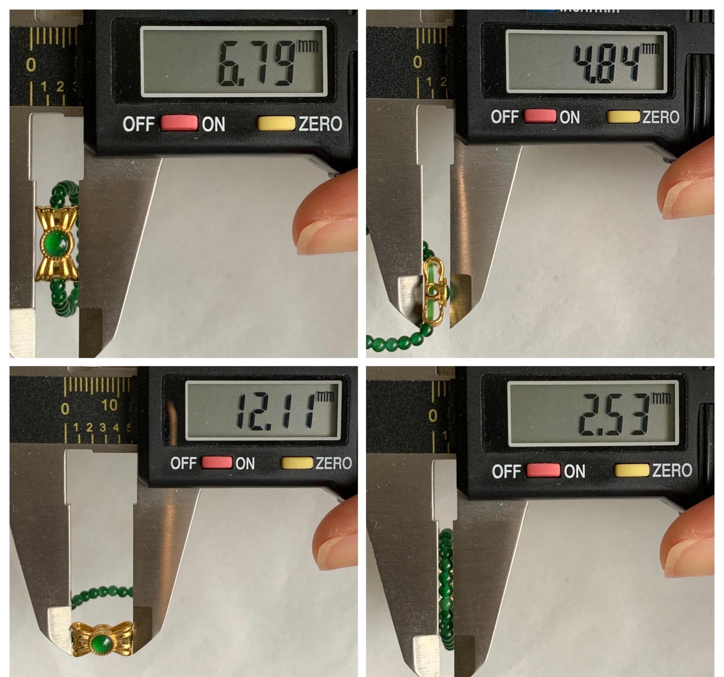 Natural Grade A Guatemalan Icy Translucent Vibrant Green Jade Jadeite Petite Beads Bow Charm Beaded Ring Size 7 US 天然冰危绿翡翠小珠潘多拉蝴蝶结戒圈WLHJ110