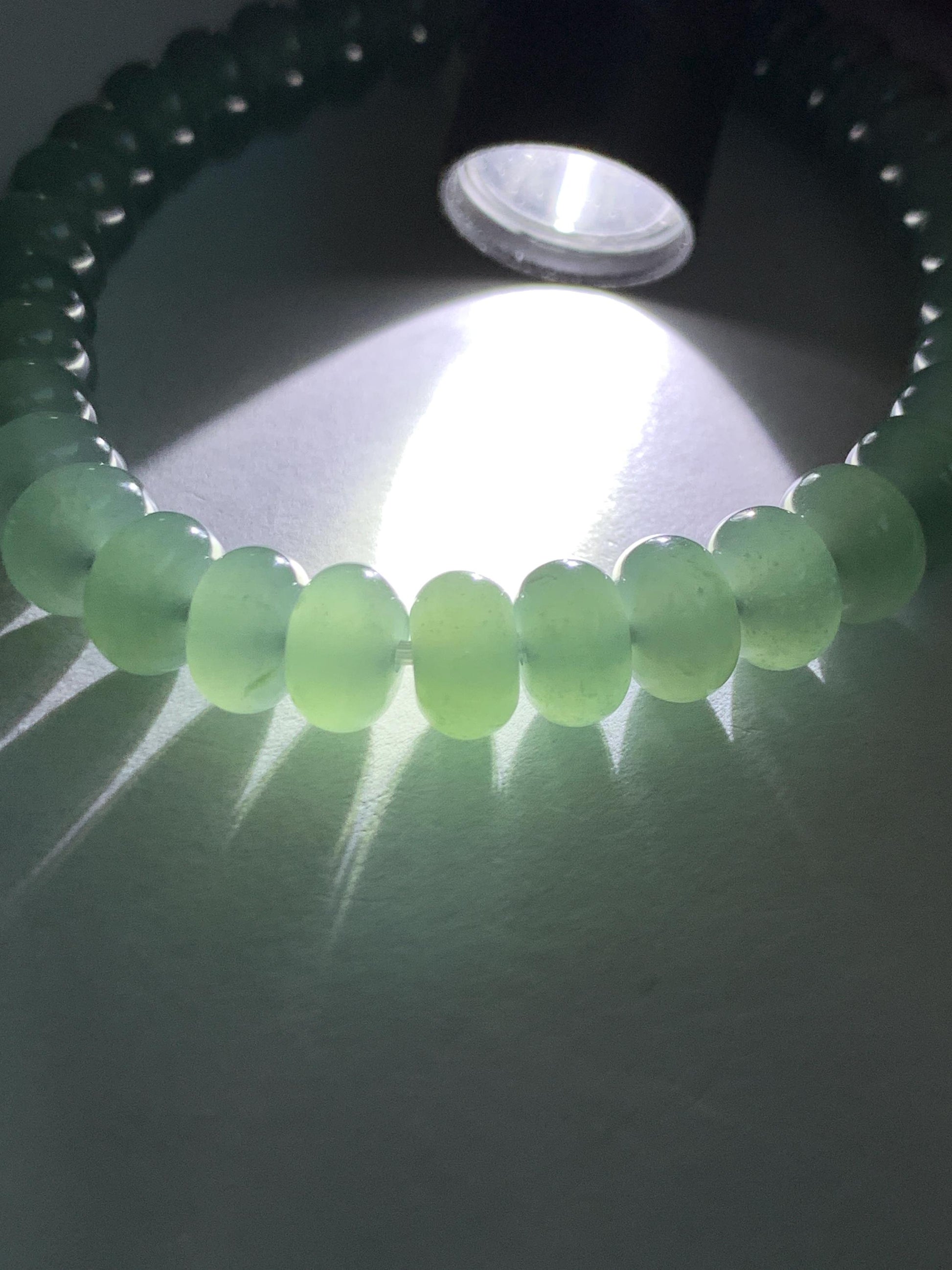 Certified Natural Grade A Guatemalan Icy Translucent Dusty Teal Green Jade Jadeite Drum Beads Beaded Bracelet 8mm 6.75” 22g 天然冰危浅蓝绿翡翠鼓珠手串276