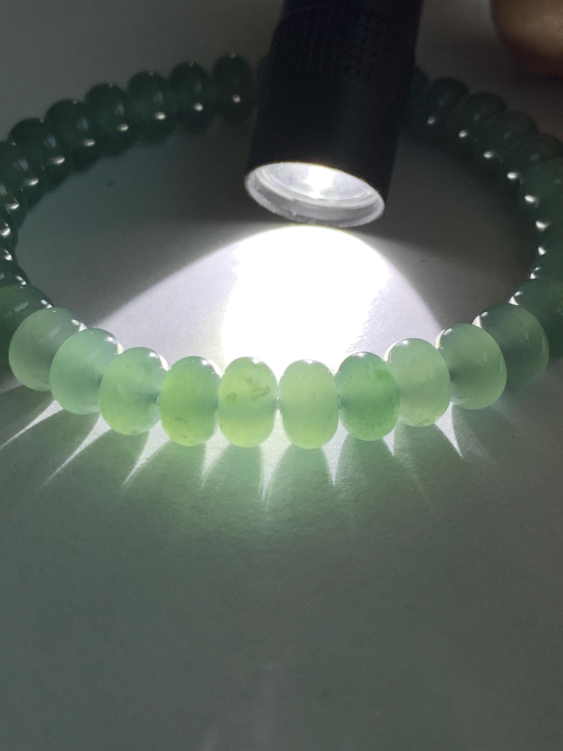 Certified Natural Grade A Guatemalan Icy Translucent Dusty Teal Green Jade Jadeite Drum Beads Beaded Bracelet 8mm 6.75” 22g 天然冰危浅蓝绿翡翠鼓珠手串276
