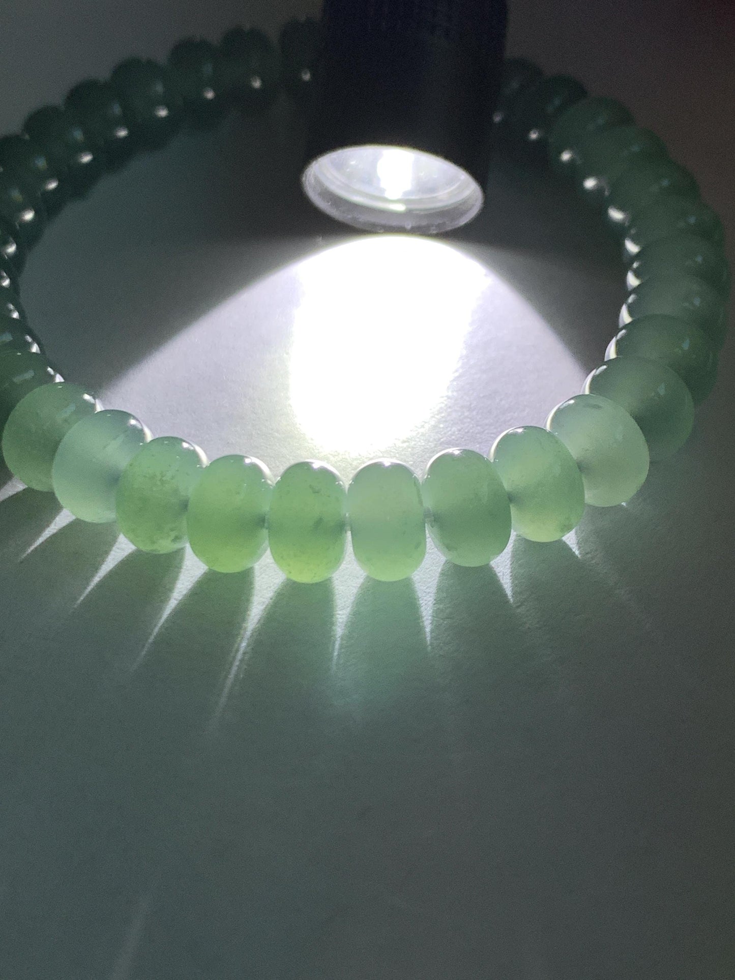 Certified Natural Grade A Guatemalan Icy Translucent Dusty Teal Green Jade Jadeite Drum Beads Beaded Bracelet 8mm 6.75” 22g 天然冰危浅蓝绿翡翠鼓珠手串276