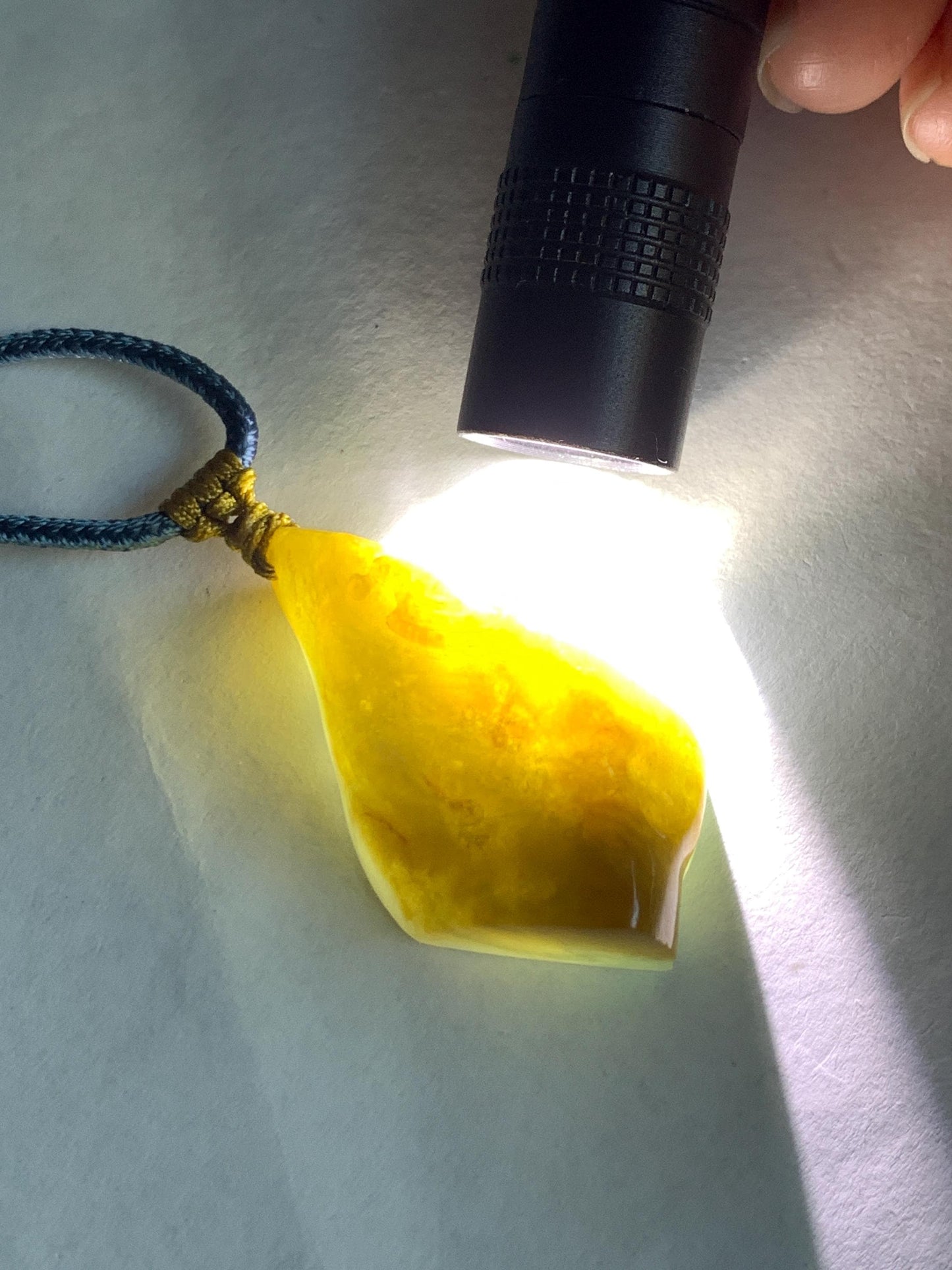 Natural Grade A Icy Translucent Bicolored Yellow & Purplish Blue Jade Jadeite Wu Dao Pendant Rope Necklace 24.5” 18g 天然冰黄蓝紫翡翠随形悟道吊坠 SCW220