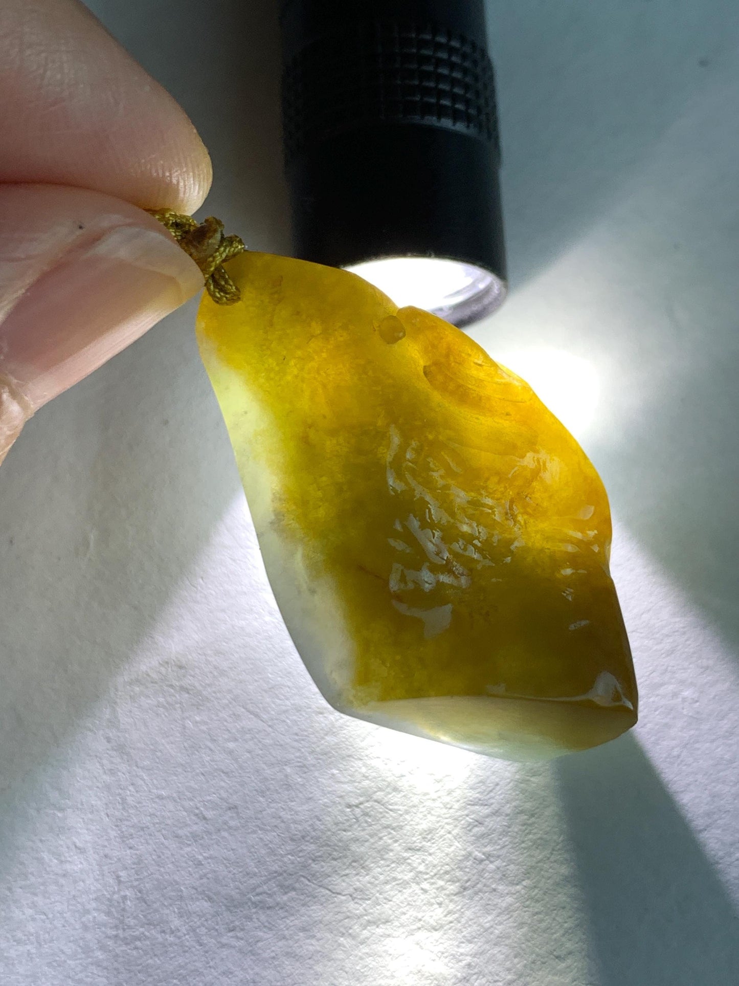 Natural Grade A Icy Translucent Bicolored Yellow & Purplish Blue Jade Jadeite Wu Dao Pendant Rope Necklace 24.5” 18g 天然冰黄蓝紫翡翠随形悟道吊坠 SCW220