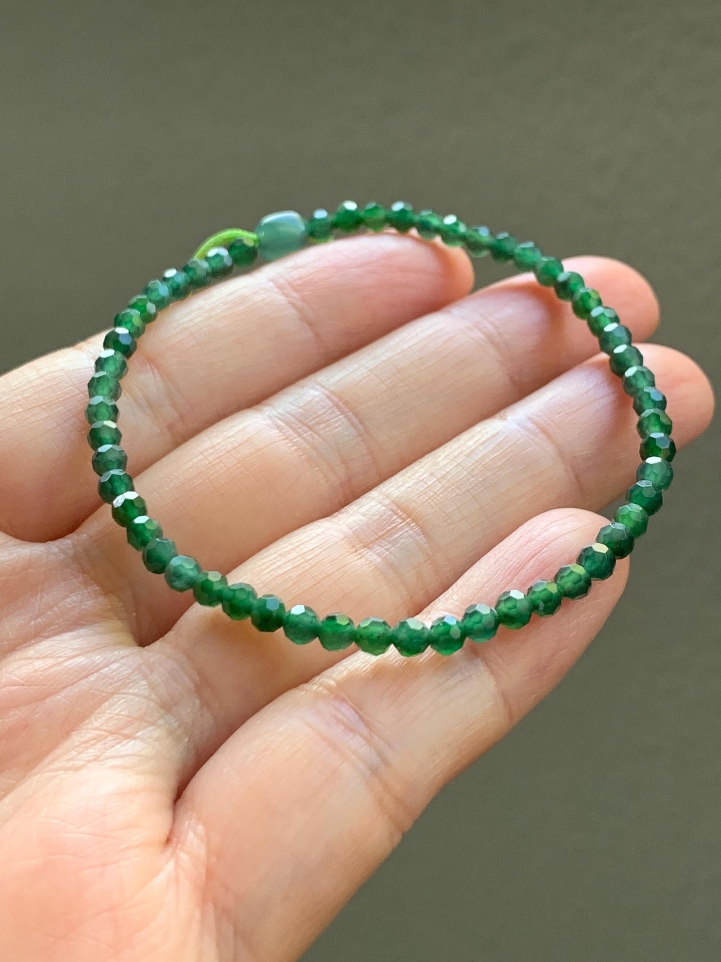 Natural Grade A Guatemalan Icy Translucent Green Jade Jadeite Petite Faceted Beads Beaded Bracelet 7” 4g 天然冰危绿翡翠小卡切割面珠手串XWQ220B