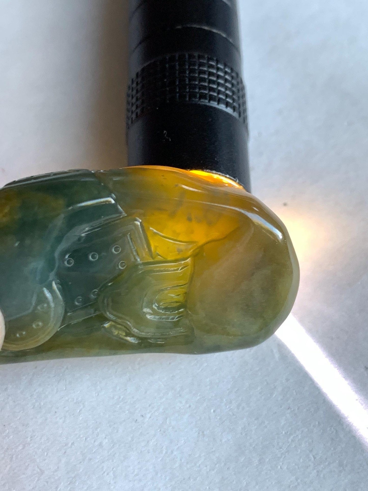 Natural Grade A Guatemalan Icy Translucent Dark Blue Yellow Marbled Jadeite The 8 Brokens Bapo Pendant Rope Necklace 天然冰危深蓝绿加黄翡翠八破图吊坠 WSH210