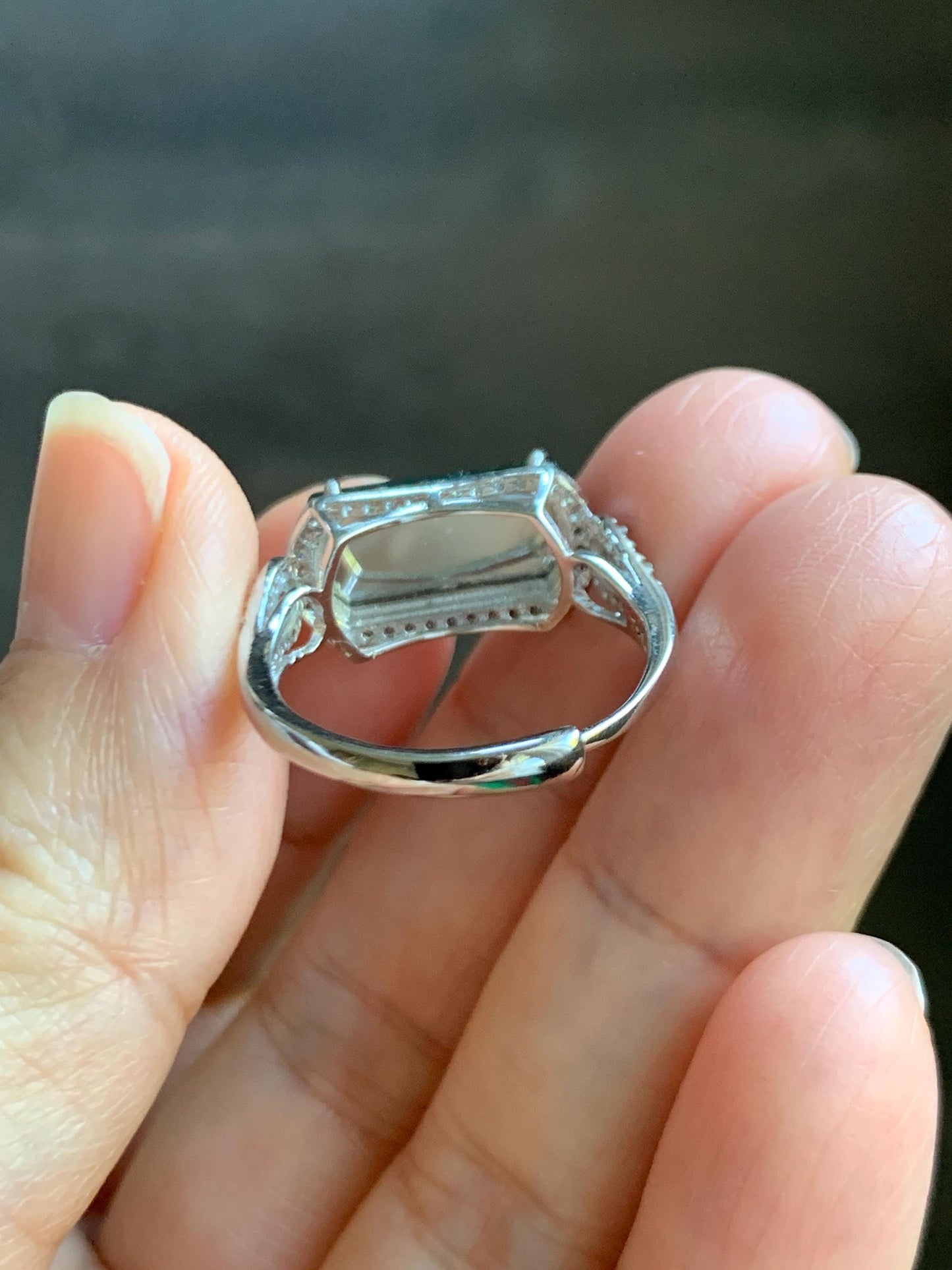Natural Grade A Guatemalan Icy Highly Translucent Vibrant Green Jade Jadeite Saddle Ring Sterling Silver Adjustable 天然冰危绿翡翠马鞍银镶戒指 WLA248A