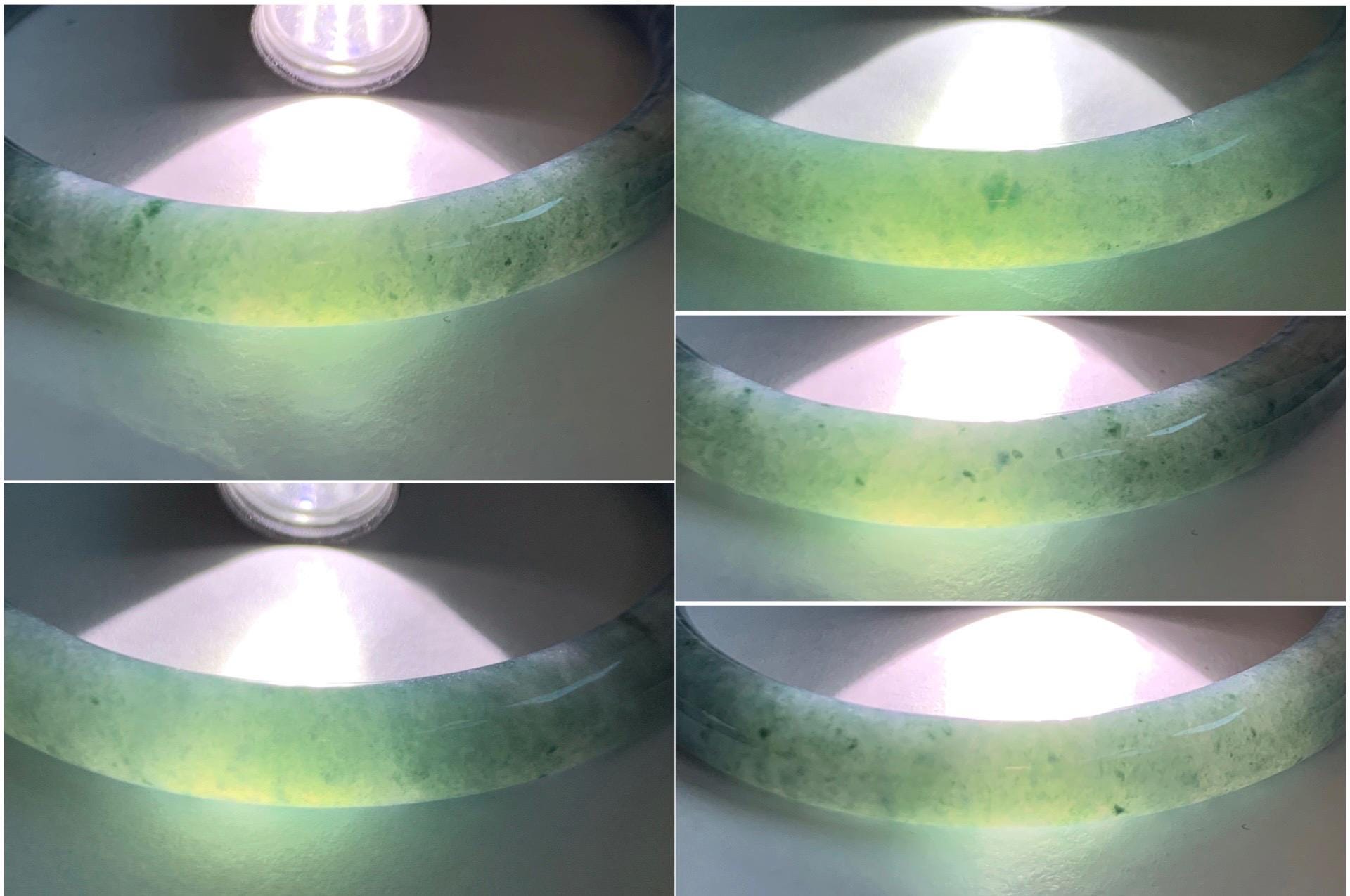 Certified Natural Grade A Guatemalan Icy Translucent Dark Aegean Blue Marbled Jade Jadeite Bangle Bracelet 56.96mm 7” 33g 天然冰危蓝飘花翡翠圆条手镯 723