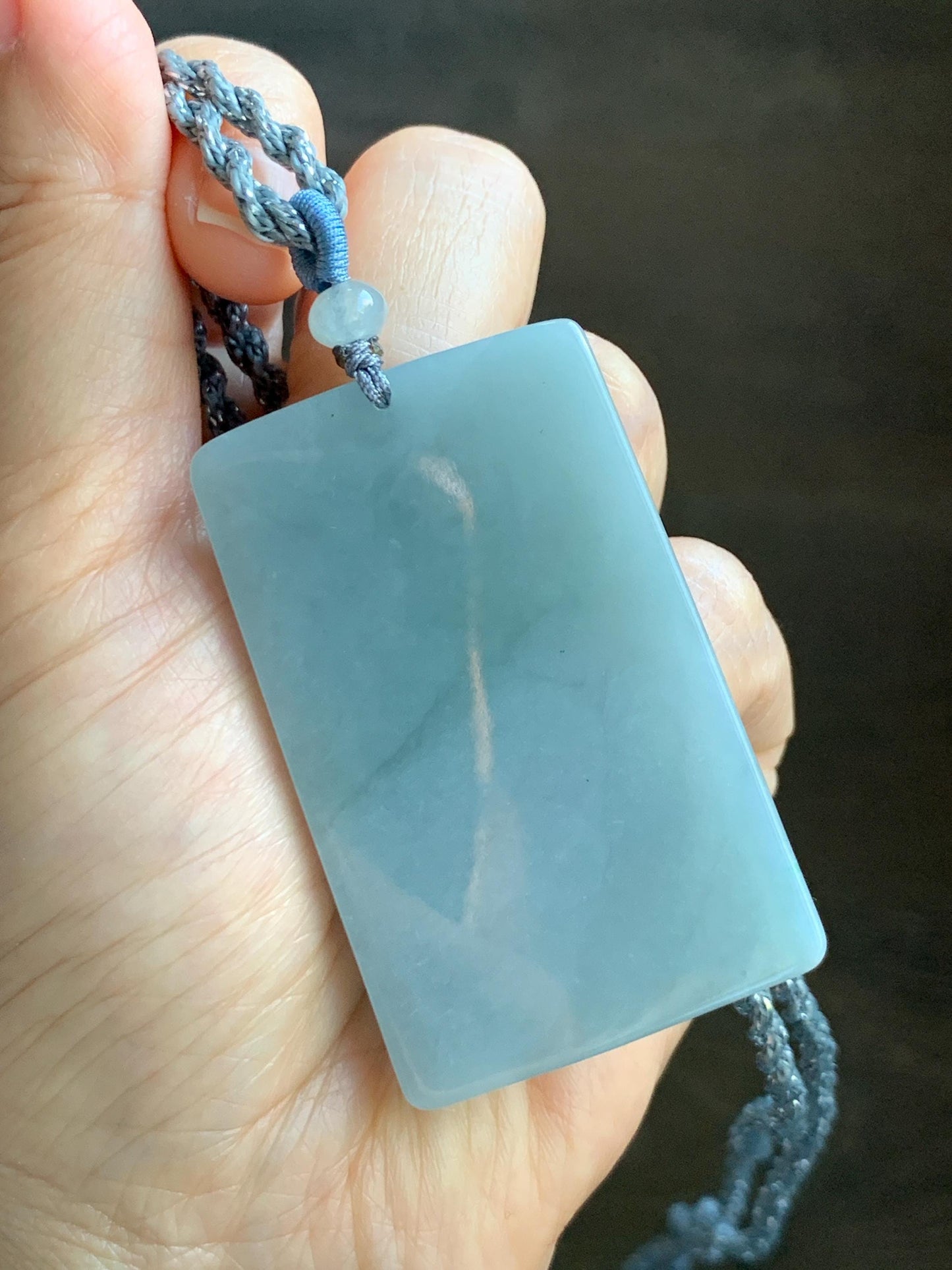 Natural Grade A Guatemalan Icy Translucent Light Blue Jade Jadeite Carved Nine Koi Fish Pendant Rope Necklace 30" 天然冰危浅蓝水翡翠精工九锦鲤鱼牌双抛吊坠WYP314