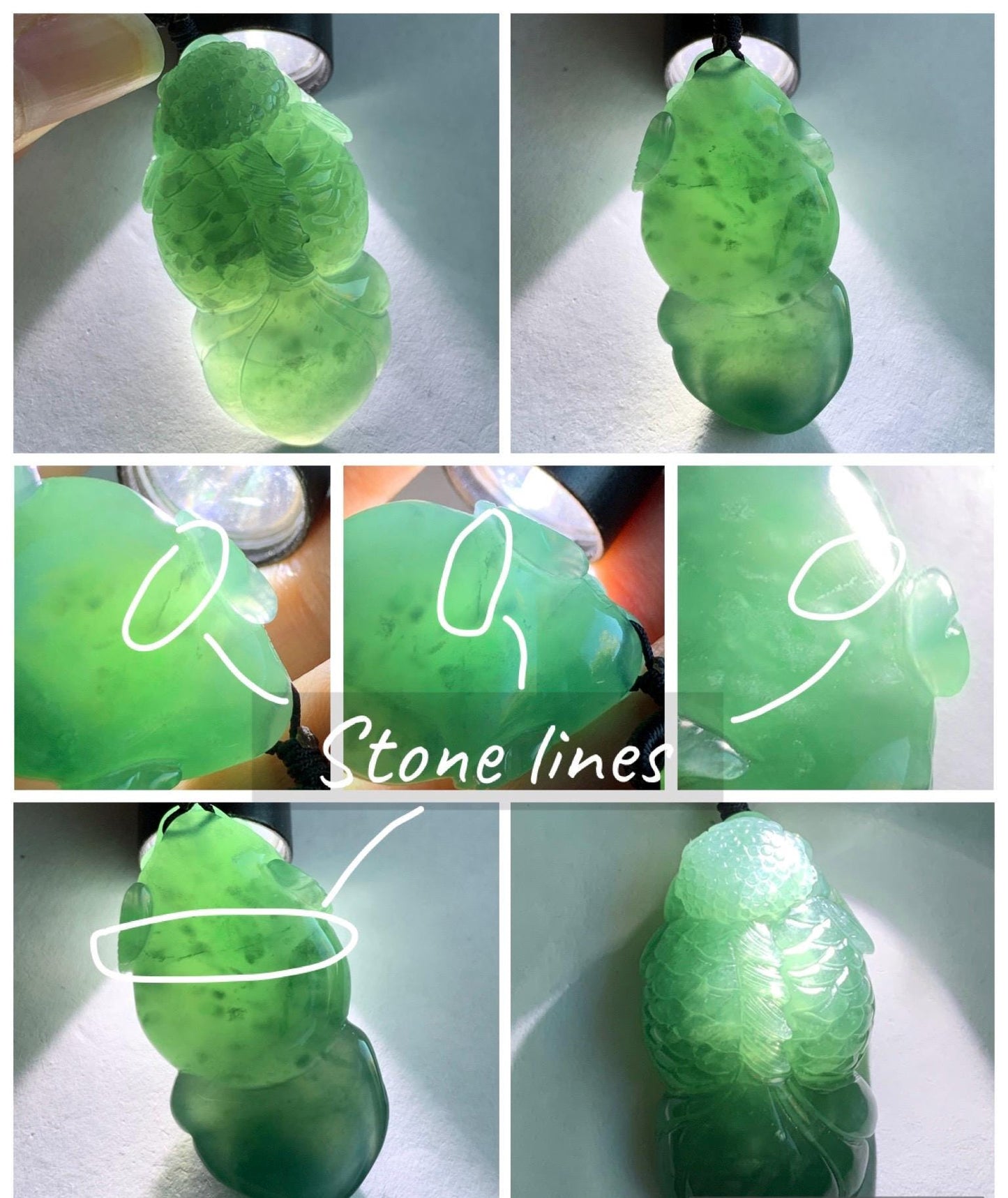 Natural Grade A Guatemalan Icy Translucent Dark Teal Blue Jade Jadeite Carved Goldfish Pendant Rope Necklace 25" 19g 天然冰危蓝水翡翠精工金鱼吊坠 WJY161