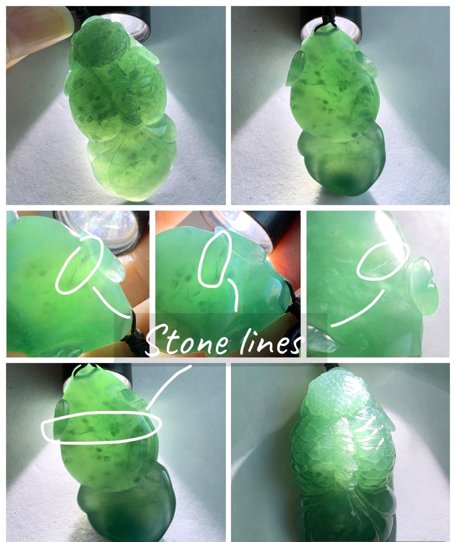 Natural Grade A Guatemalan Icy Translucent Dark Teal Blue Jade Jadeite Carved Goldfish Pendant Rope Necklace 25" 19g 天然冰危蓝水翡翠精工金鱼吊坠 WJY161