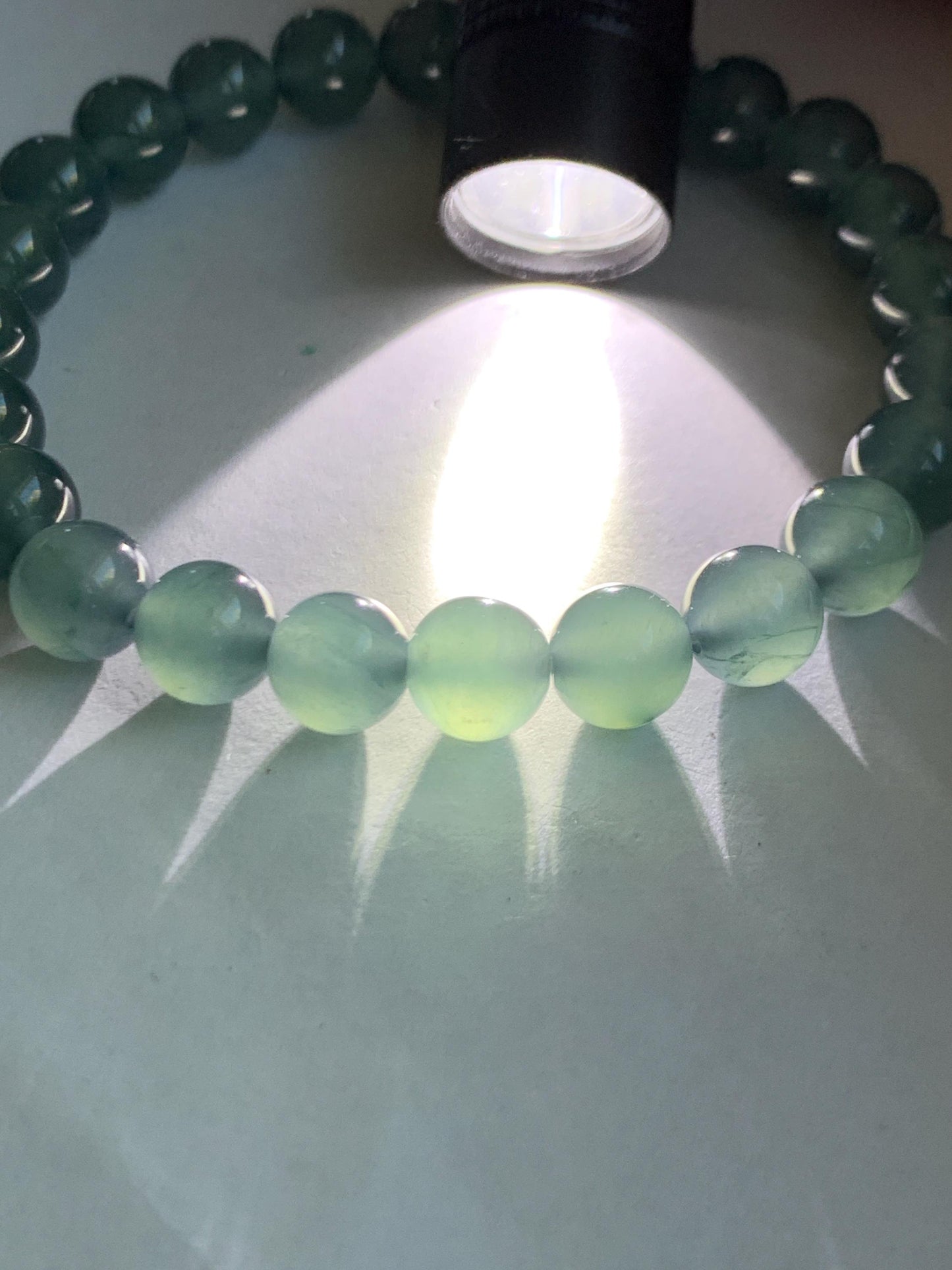 Natural Grade A Guatemalan Icy Highly Translucent Teal Blue Jade Jadeite Beaded Bracelet 7.8mm 7” 20g Stretchy 天然高冰危蓝翡翠手串 HWL286