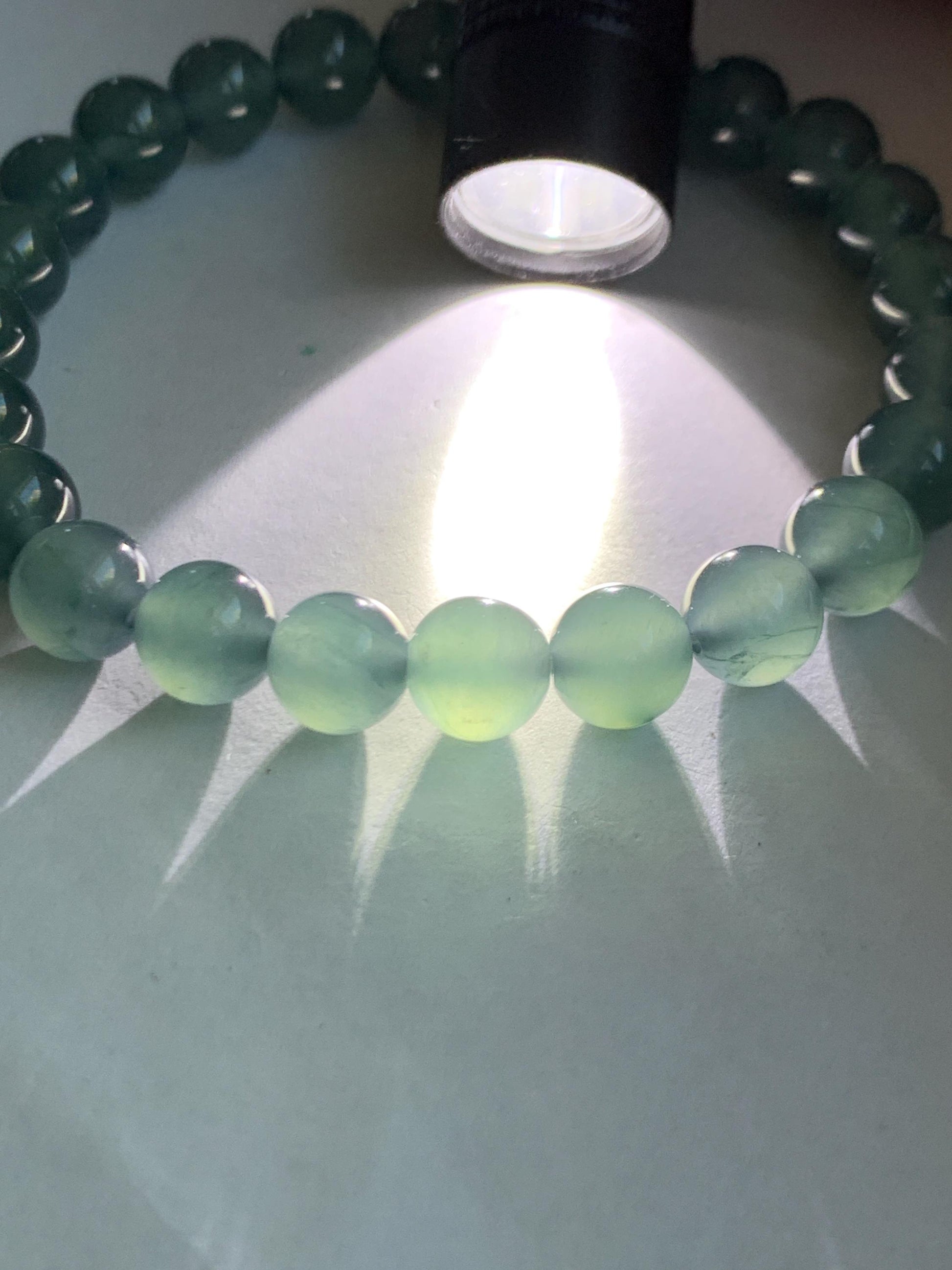 Natural Grade A Guatemalan Icy Highly Translucent Teal Blue Jade Jadeite Beaded Bracelet 7.8mm 7” 20g Stretchy 天然高冰危蓝翡翠手串 HWL286