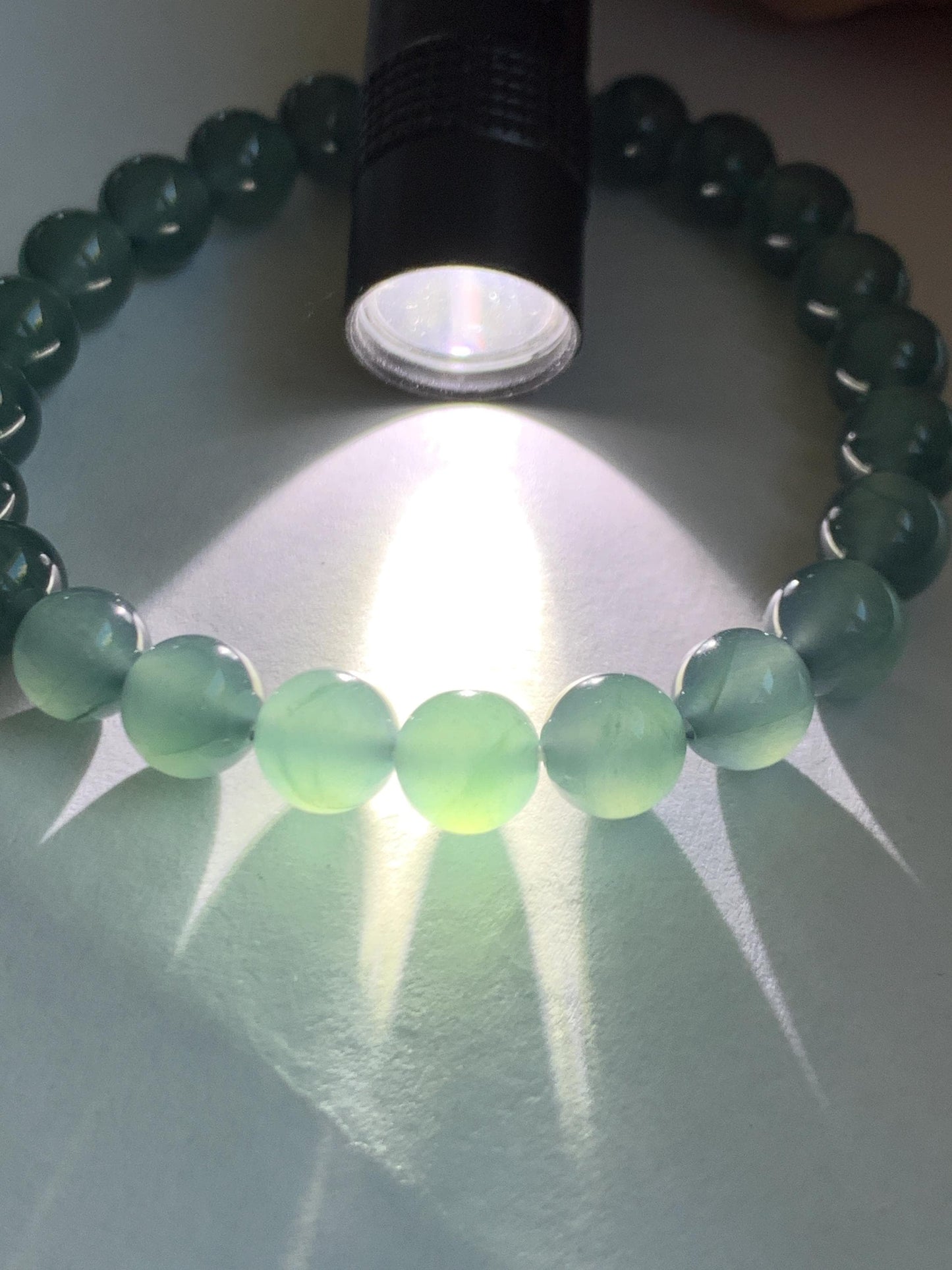 Natural Grade A Guatemalan Icy Highly Translucent Teal Blue Jade Jadeite Beaded Bracelet 7.8mm 7” 20g Stretchy 天然高冰危蓝翡翠手串 HWL286