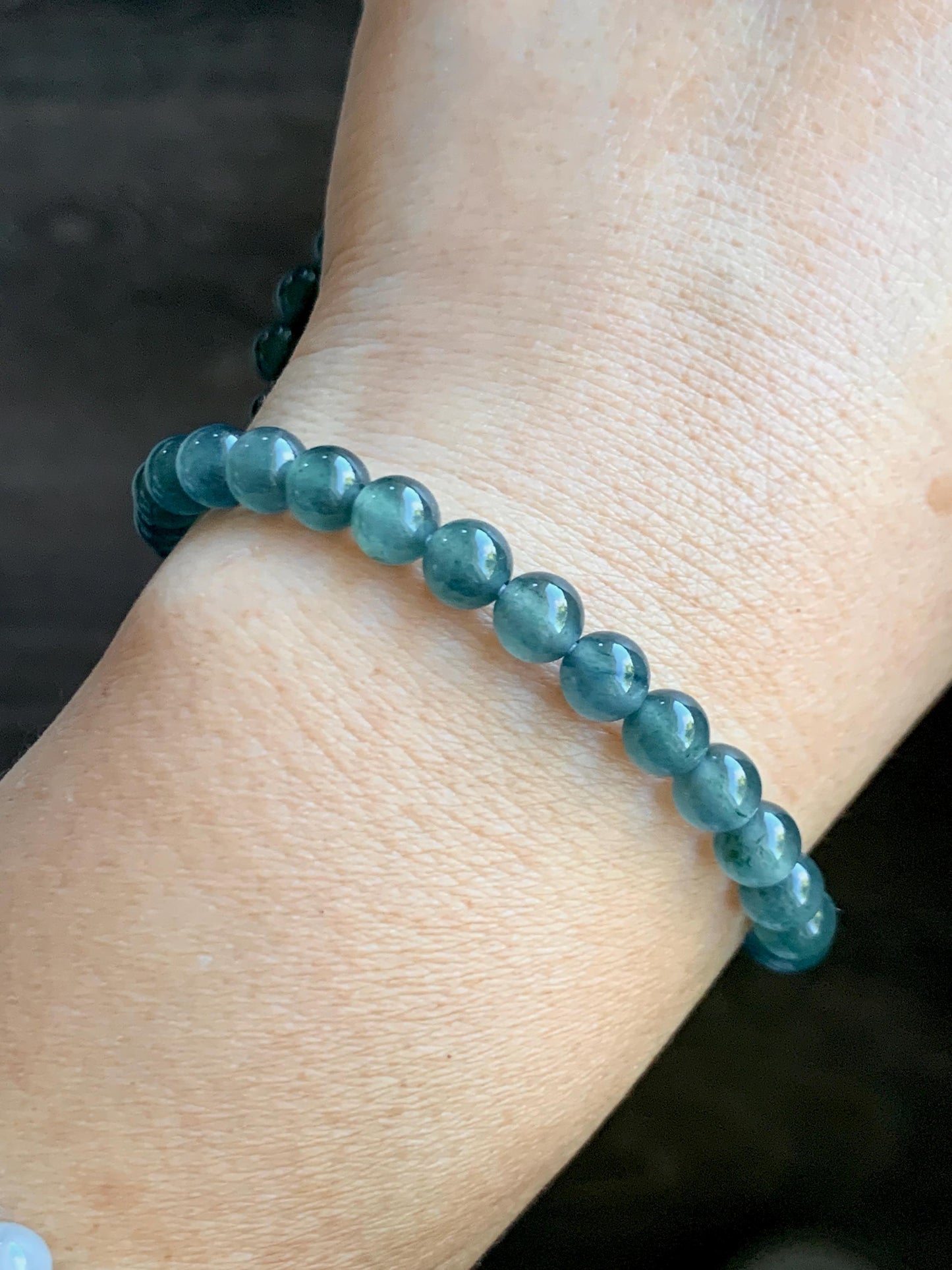 Grade A Natural Guatemalan Icy Highly Translucent Aegean Blue Jade Jadeite Beaded Necklace 5.9mm 23” 36g 天然冰危蓝翡翠圆珠项链 WXL308