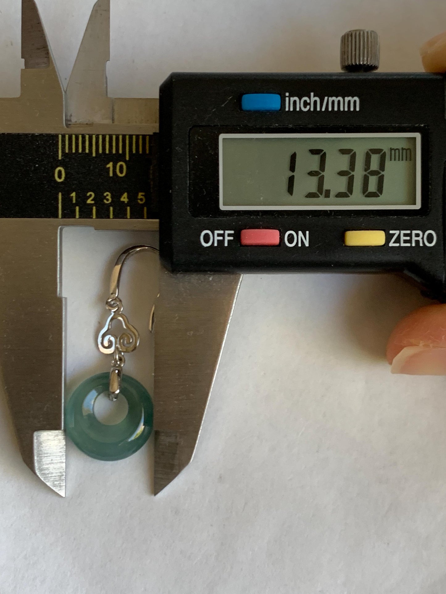 Natural Grade A Guatemalan Icy Highly Translucent Teal Blue Jade Jadeite Princess Donut Dangle Earrings Sterling Silver 天然冰危蓝绿翡翠公主扣耳钩 WGZ110