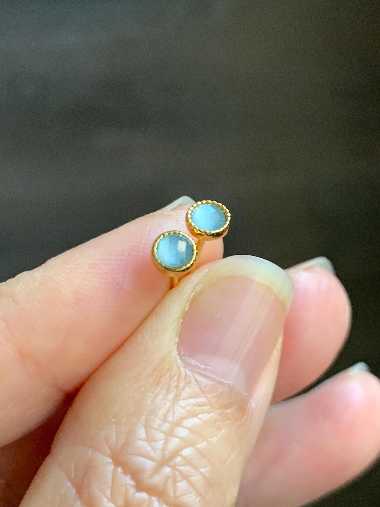 Natural Grade A Guatemalan Icy Translucent Pastel Blue Jade Jadeite Faceted Petite Stud Earrings Sterling Silver 天然冰危浅蓝翡翠切割面耳钉 QGW105C