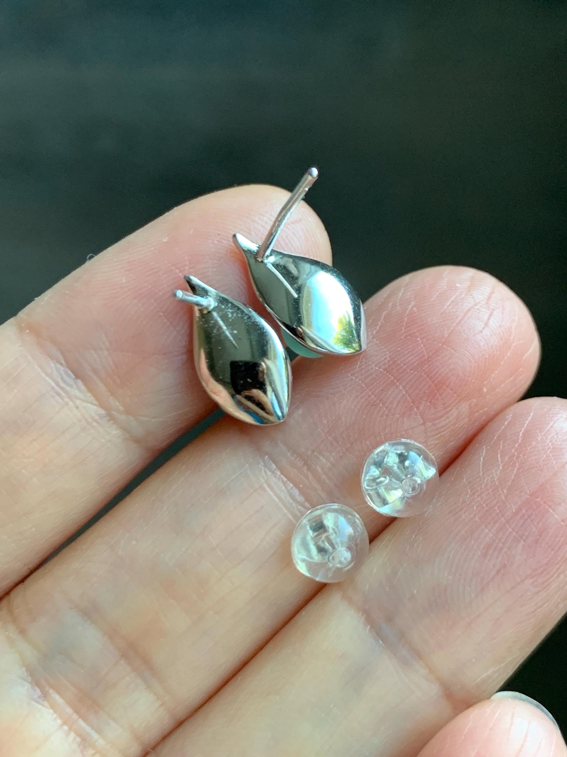 Natural Guatemalan Grade A Icy Highly Translucent Light Teal Green Jadeite Beads Stud Earrings Sterling Silver 天然冰危晴蓝翡翠小圆珠耳钉 DZY66