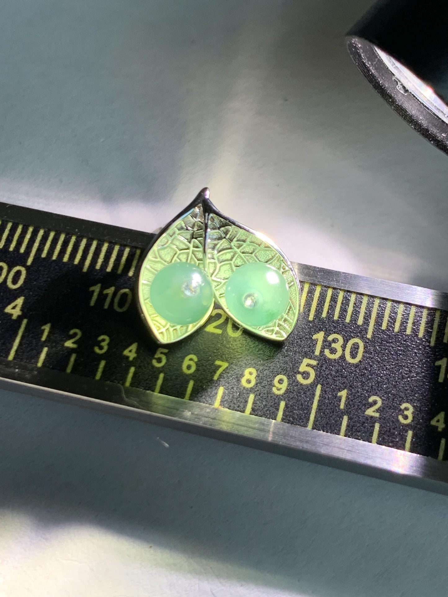 Natural Guatemalan Grade A Icy Highly Translucent Light Teal Green Jadeite Beads Stud Earrings Sterling Silver 天然冰危晴蓝翡翠小圆珠耳钉 DZY66