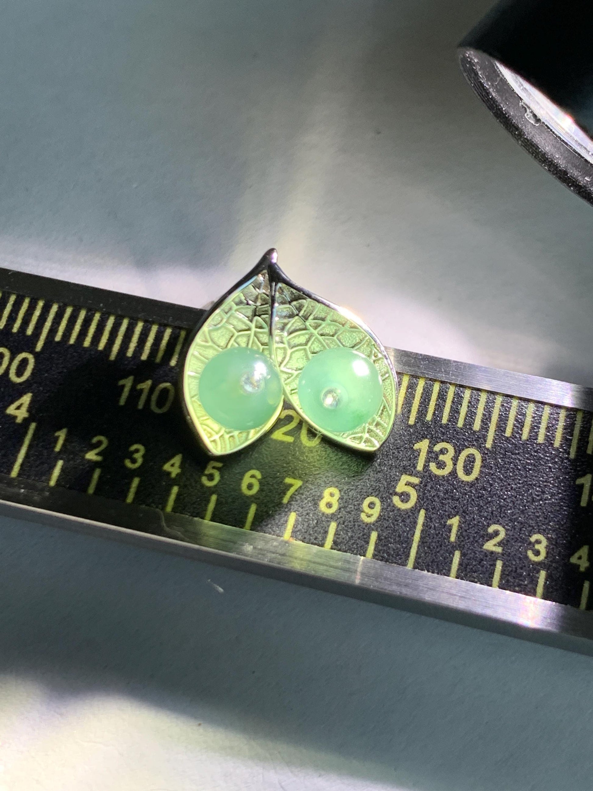 Natural Guatemalan Grade A Icy Highly Translucent Light Teal Green Jadeite Beads Stud Earrings Sterling Silver 天然冰危晴蓝翡翠小圆珠耳钉 DZY66