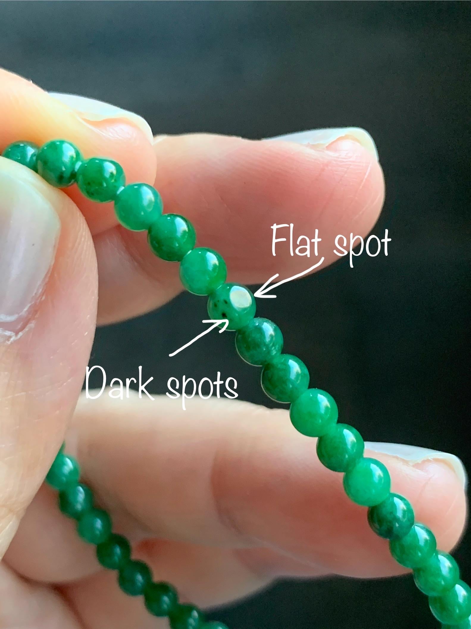 Natural Grade A Icy Translucent Vibrant Green Jade Jadeite Petite Beads Icy White Lotus Bead Beaded Bracelet 6.5” 5g 天然冰阳绿翡翠圆珠白冰莲花珠手串 XML220