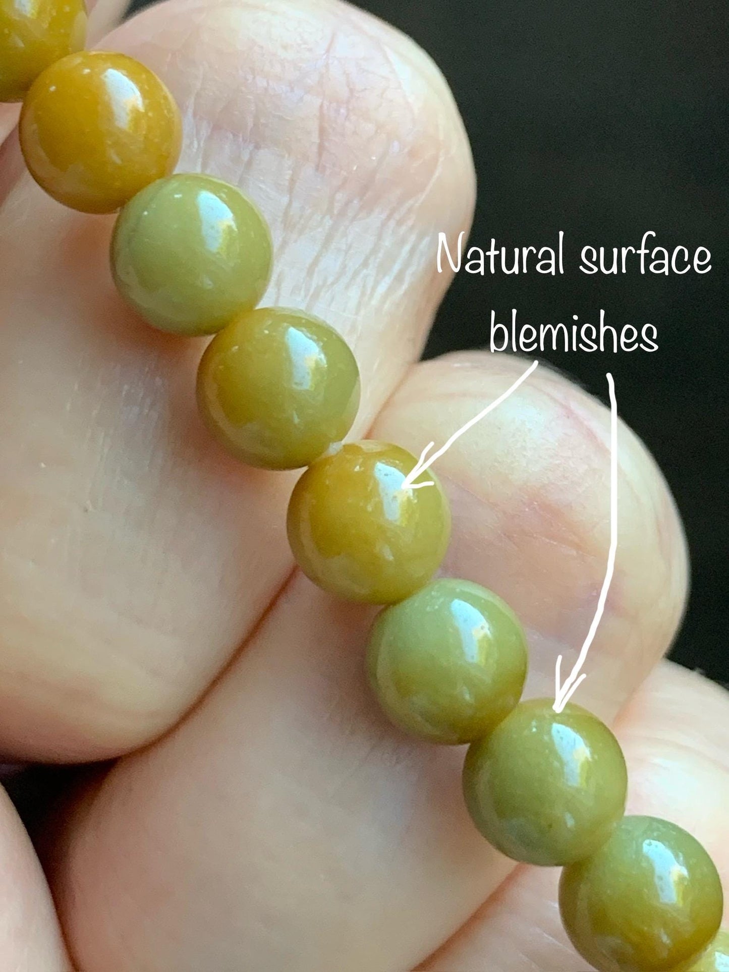 Natural Grade A Guatemalan Icy Translucent Mustard Yellow Jade Jadeite Beaded Bracelet Stretchy 6.9mm 6.5” 14g 天然冰危满黄翡翠圆珠手串 QWH330B
