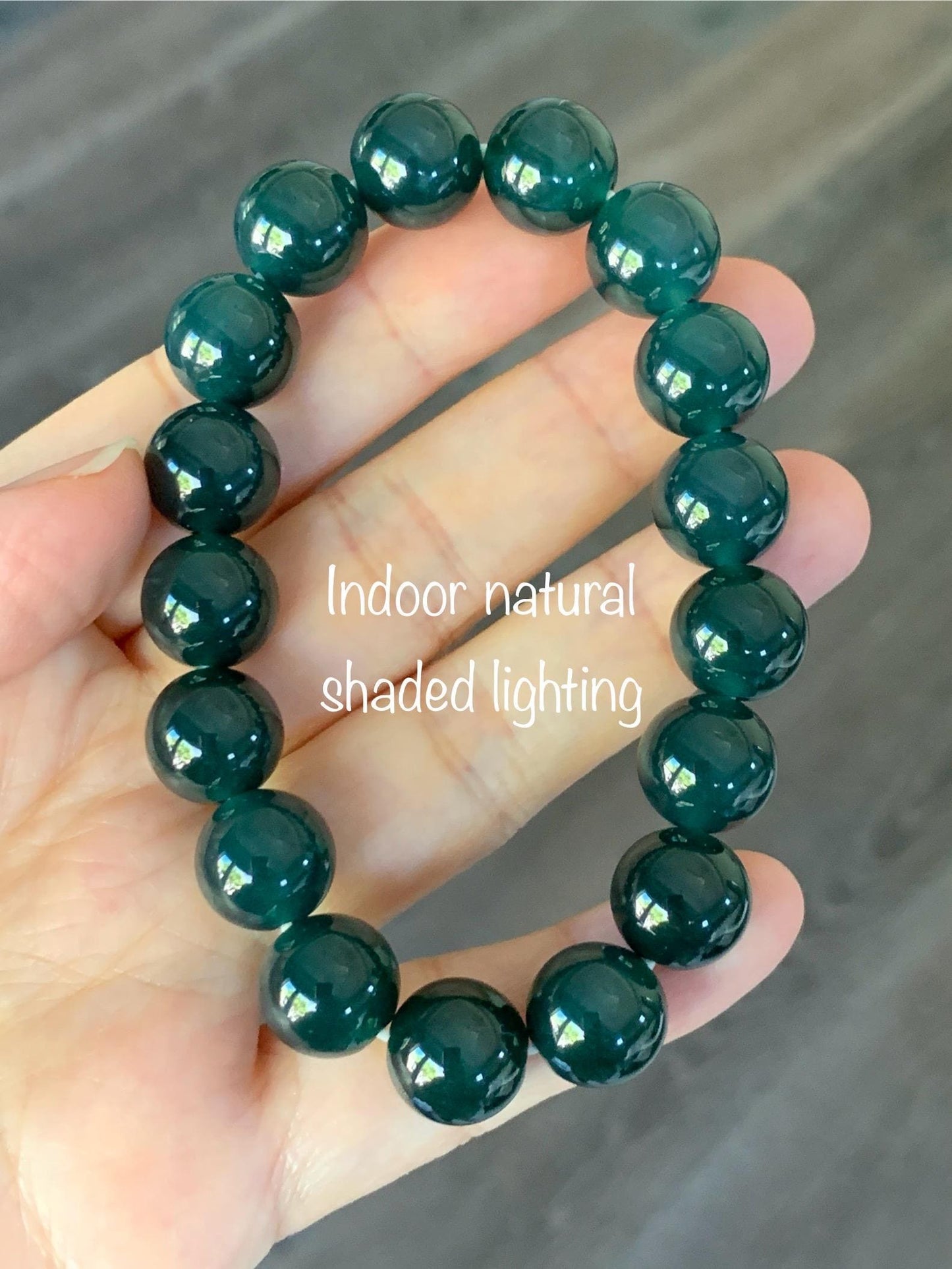 Certified Natural Grade A Guatemalan Icy Translucent Gelatinous Dark Teal Jade Jadeite Beaded Bracelet 11.8mm 7.25” 47.62g 天然老种冰危深蓝翡翠大卡手串733