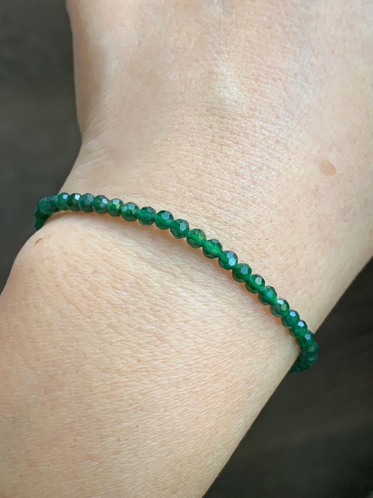 Natural Grade A Guatemalan Icy Translucent Green Jade Jadeite Petite Faceted Beads Beaded Bracelet 7” 4g 天然冰危绿翡翠小卡切割面珠手串XWQ220B