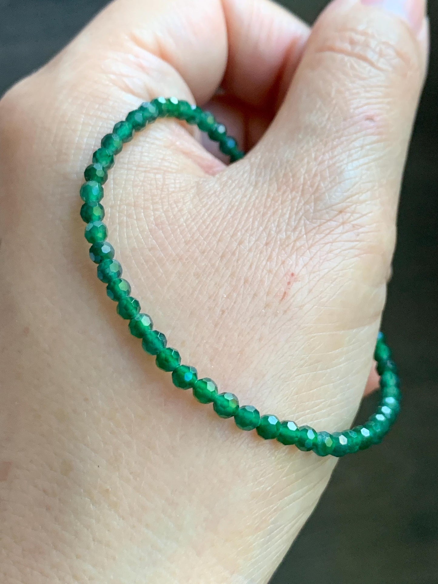 Natural Grade A Guatemalan Icy Translucent Green Jade Jadeite Petite Faceted Beads Beaded Bracelet 7” 4g 天然冰危绿翡翠小卡切割面珠手串XWQ220B