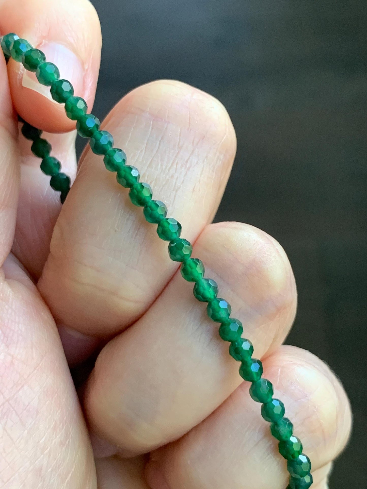 Natural Grade A Guatemalan Icy Translucent Green Jade Jadeite Petite Faceted Beads Beaded Bracelet 7” 4g 天然冰危绿翡翠小卡切割面珠手串XWQ220B