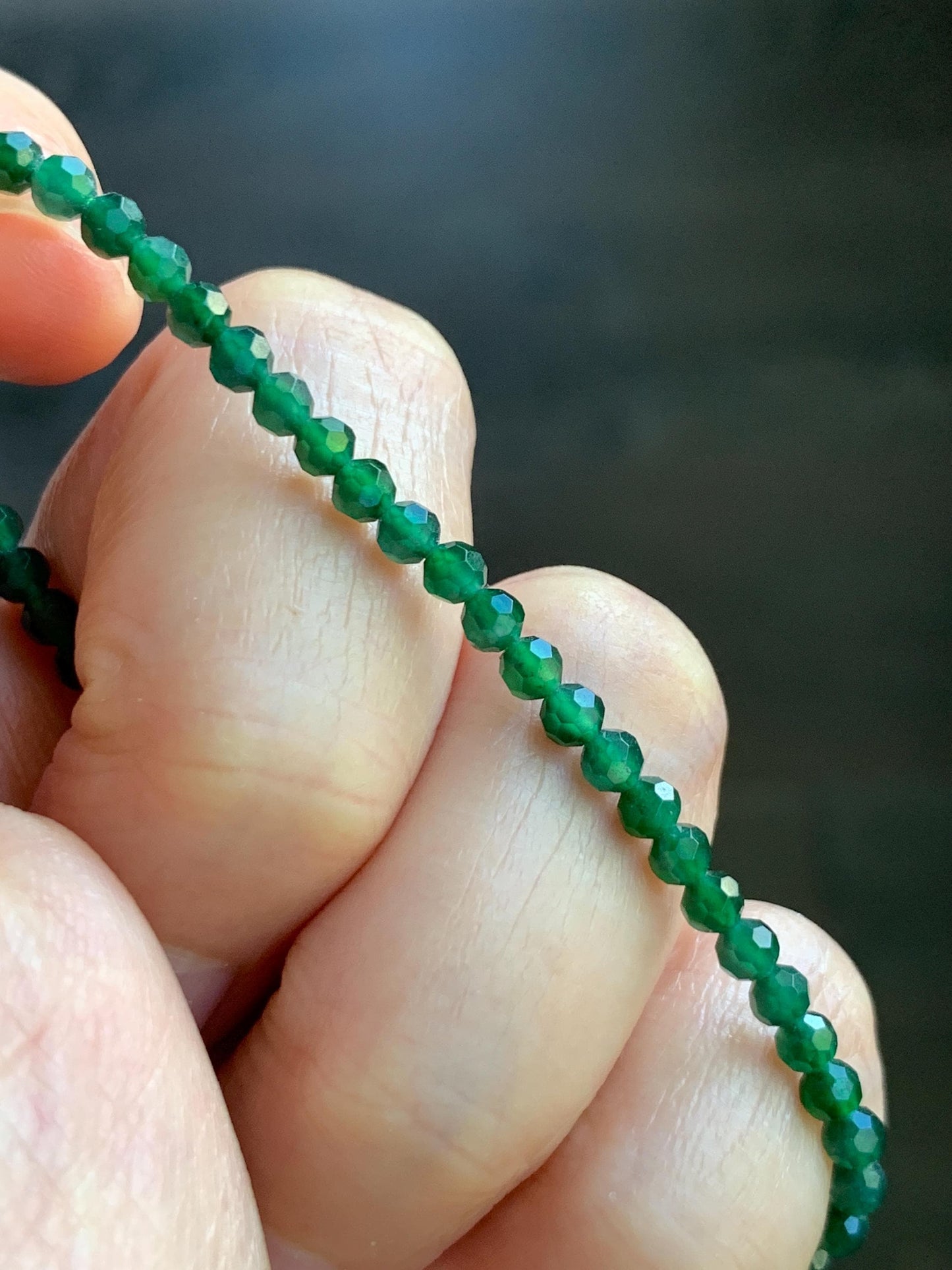Natural Grade A Guatemalan Icy Translucent Green Jade Jadeite Petite Faceted Beads Beaded Bracelet 7” 4g 天然冰危绿翡翠小卡切割面珠手串XWQ220B