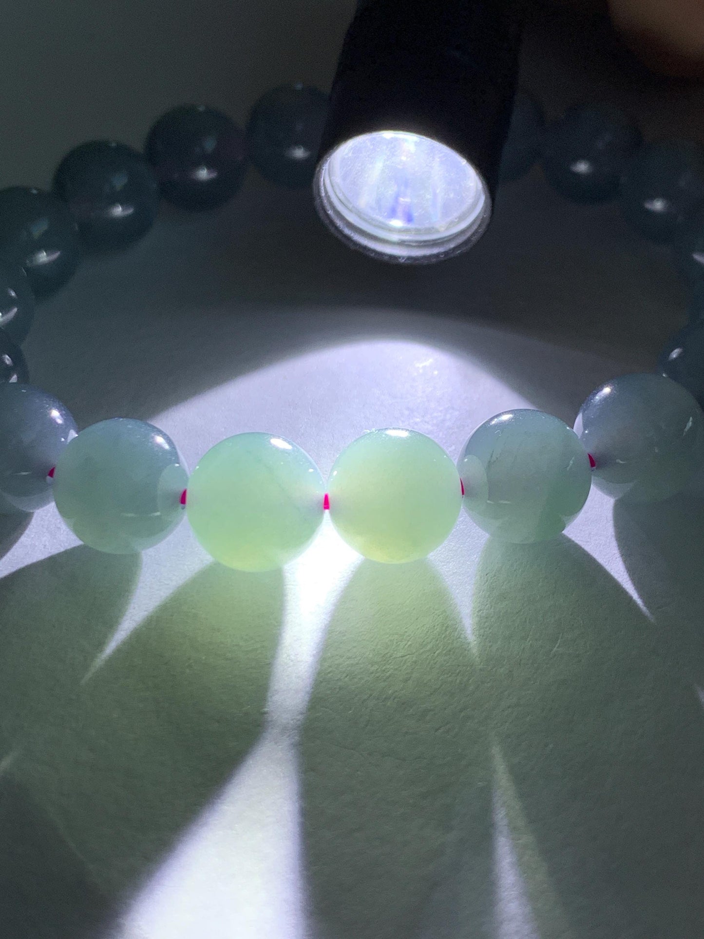 Natural Grade A Guatemalan Icy Translucent Gelatinous Gray Teal Blue Jade Jadeite Beaded Bracelet Stretchy 9.6mm 6.75" 30g 天然冰危灰蓝紫翡翠手串WHZ400