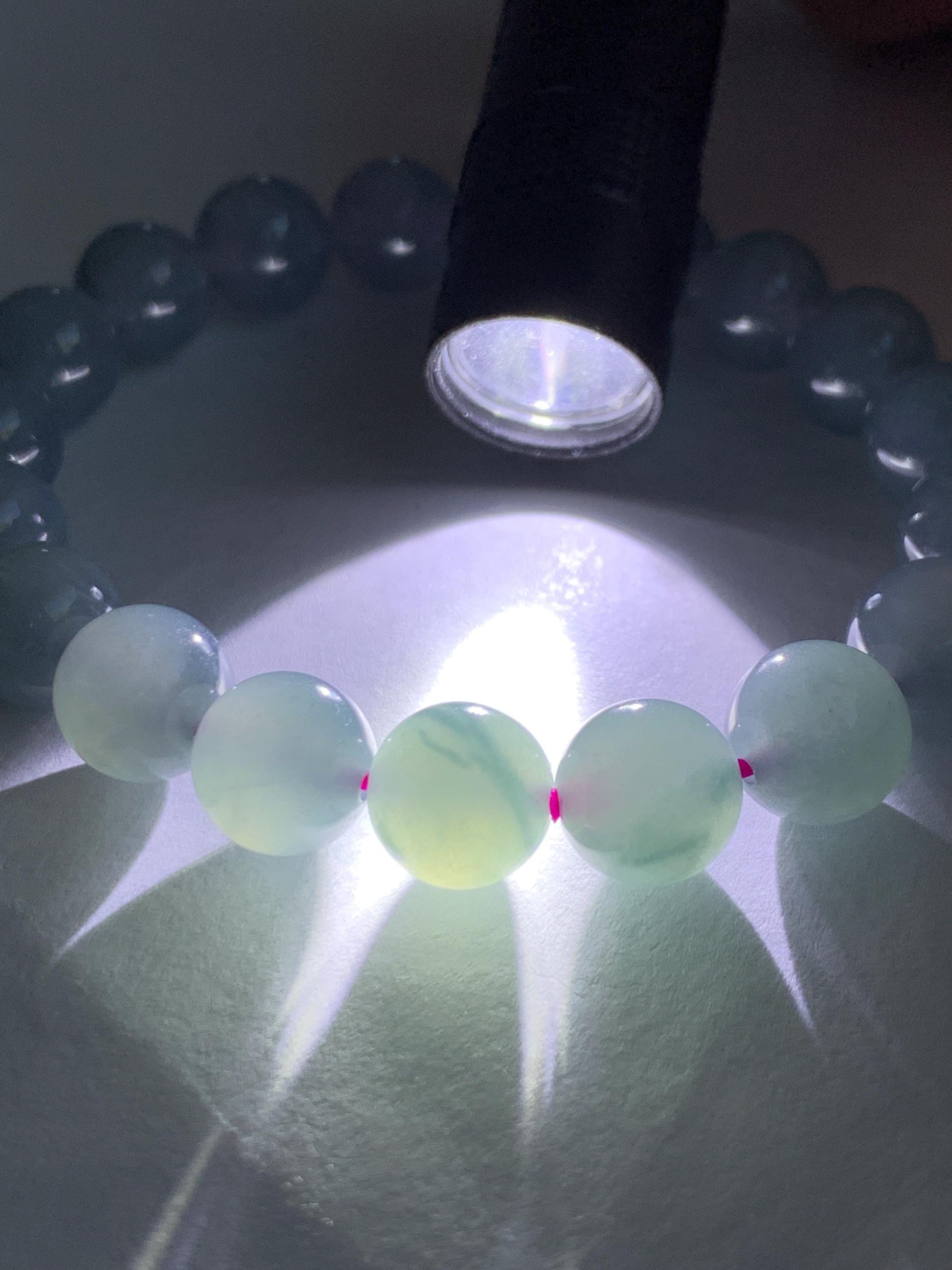 Natural Grade A Guatemalan Icy Translucent Gelatinous Gray Teal Blue Jade Jadeite Beaded Bracelet Stretchy 9.6mm 6.75" 30g 天然冰危灰蓝紫翡翠手串WHZ400