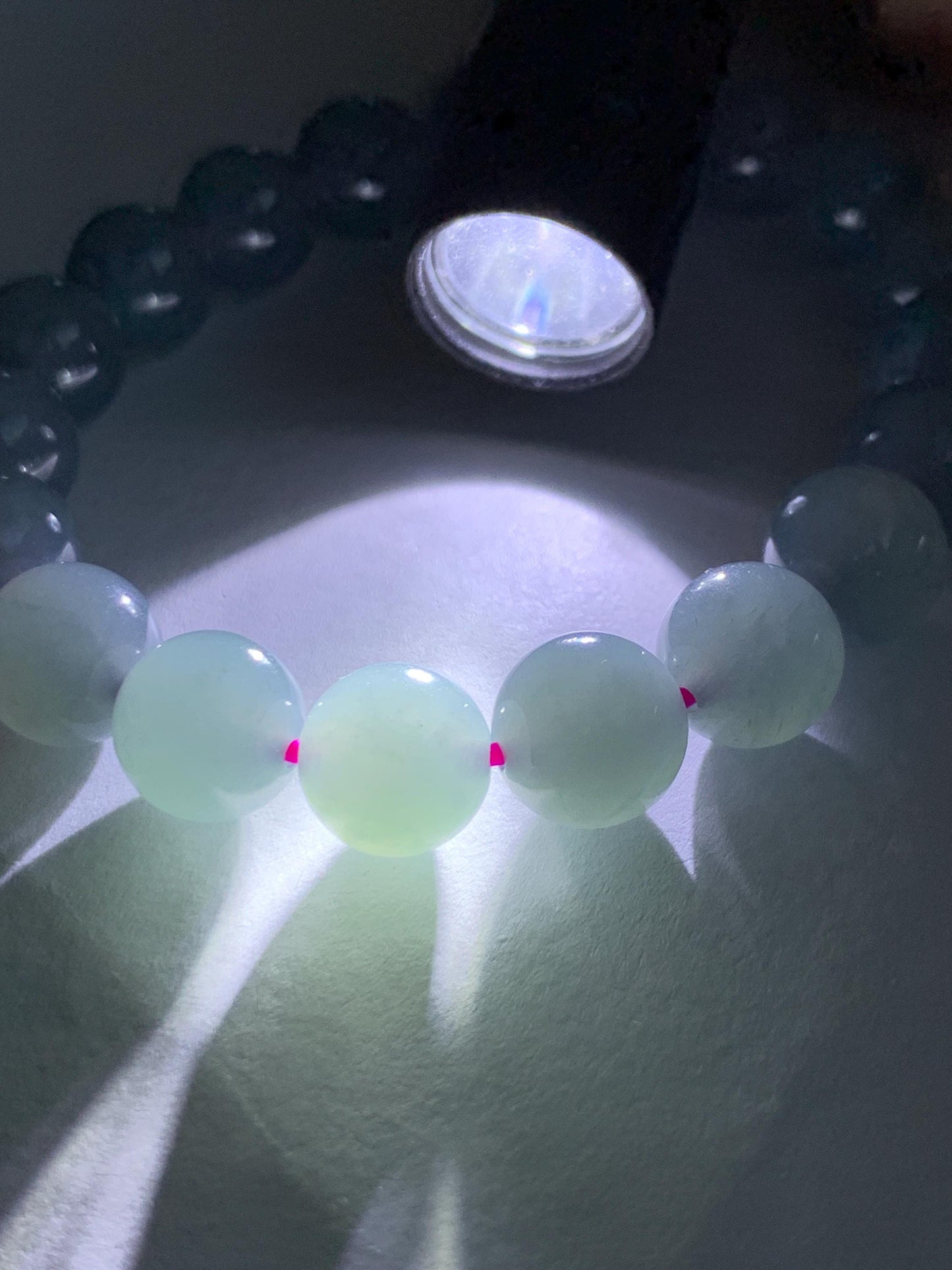 Natural Grade A Guatemalan Icy Translucent Gelatinous Gray Teal Blue Jade Jadeite Beaded Bracelet Stretchy 9.6mm 6.75" 30g 天然冰危灰蓝紫翡翠手串WHZ400