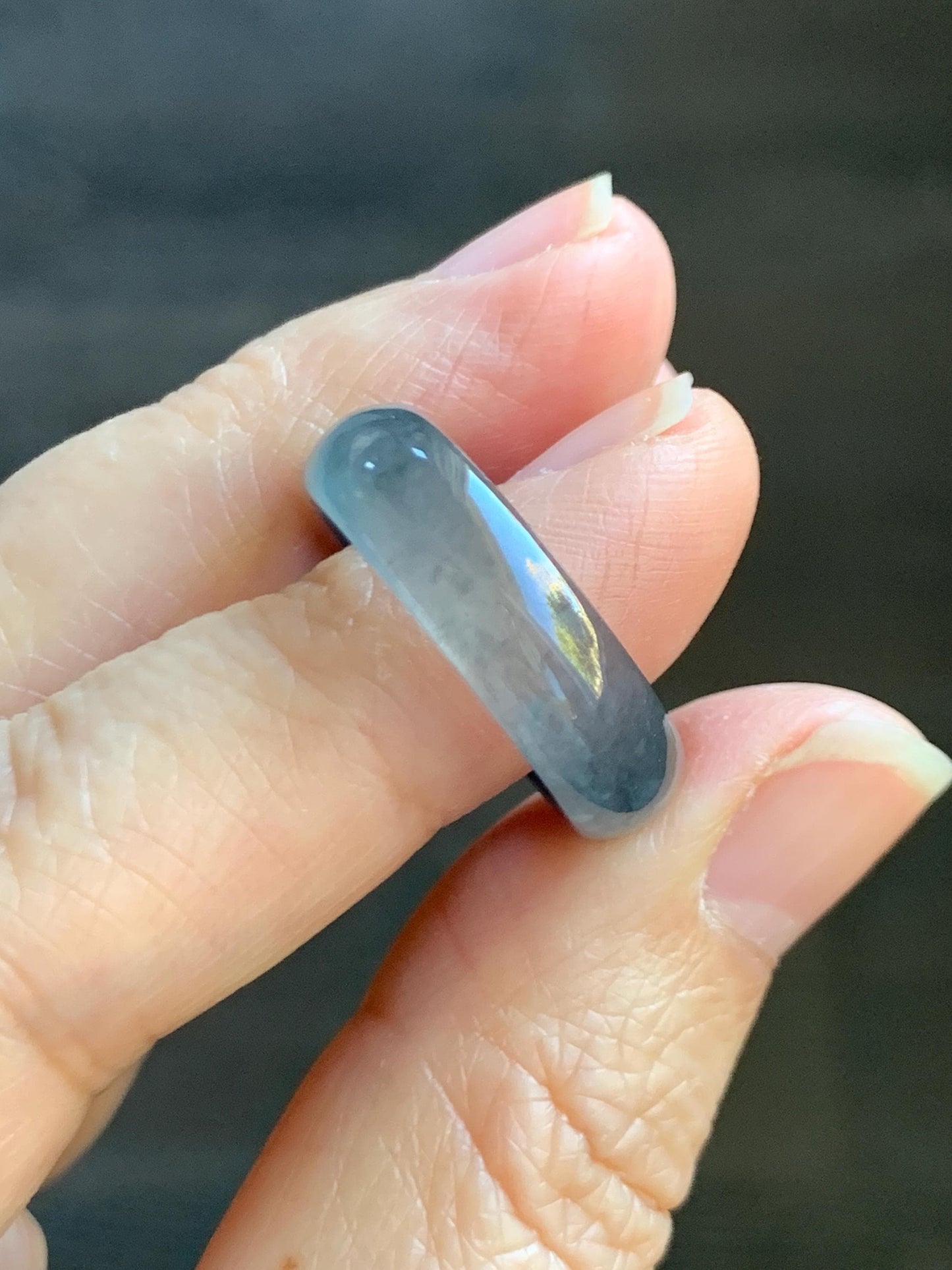 Natural Grade A Guatemalan Icy Highly Translucent Wuji Jade Jadeite Band Ring Size 8.25 US 天然高冰危乌鸡翡翠戒圈 GWW220B