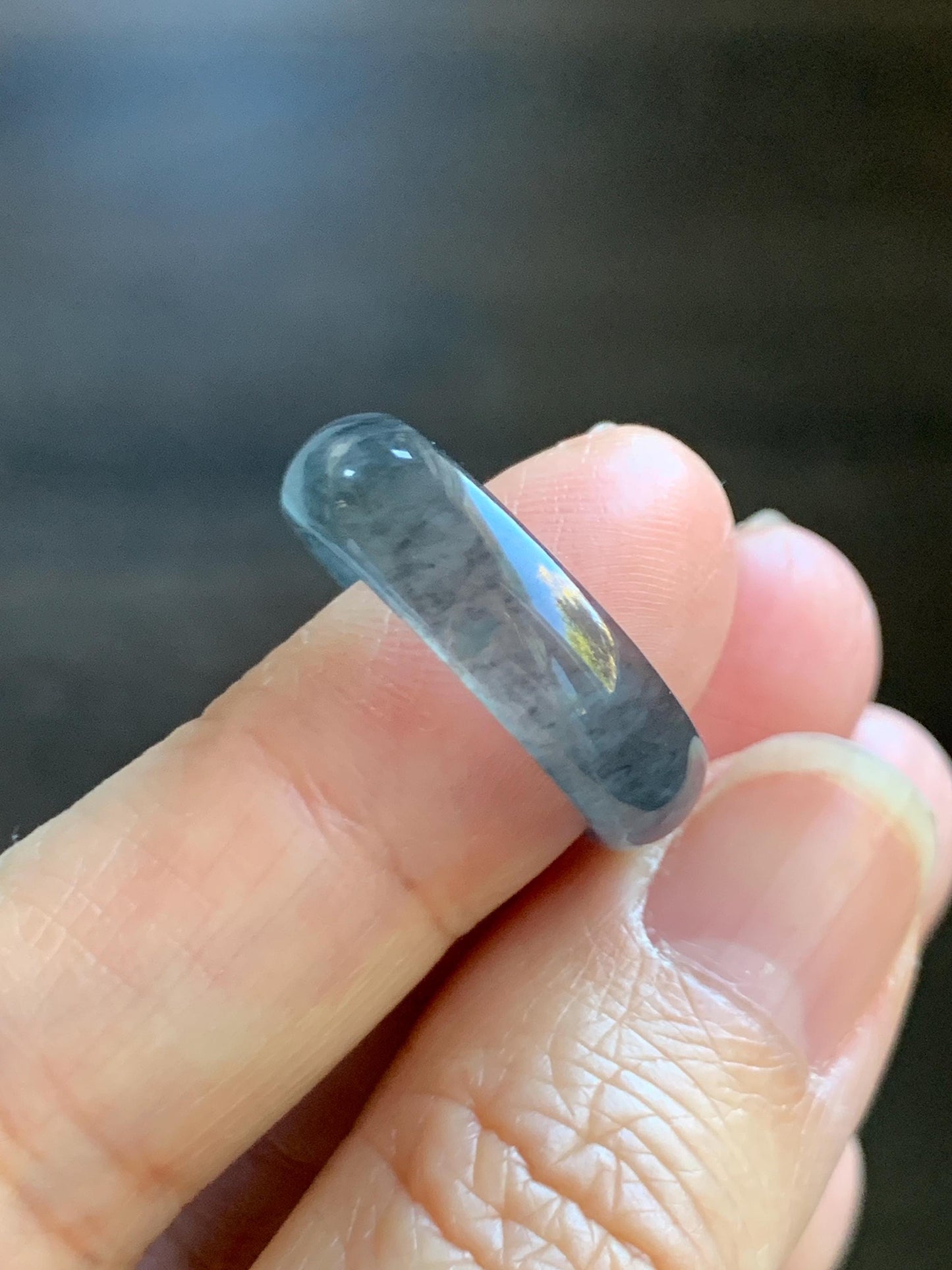 Natural Grade A Guatemalan Icy Highly Translucent Wuji Jade Jadeite Band Ring Size 8.25 US 天然高冰危乌鸡翡翠戒圈 GWW220B
