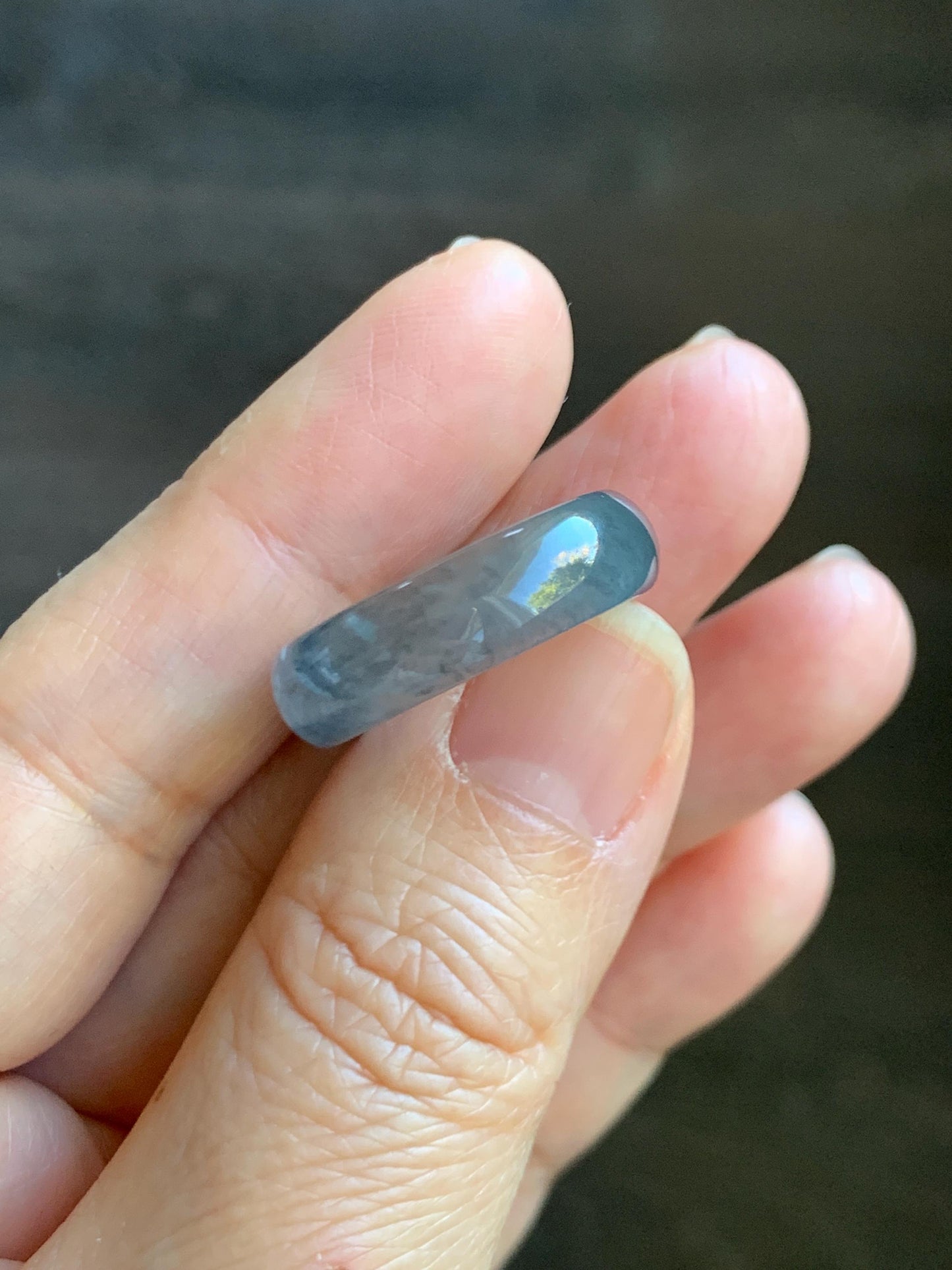 Natural Grade A Guatemalan Icy Highly Translucent Wuji Jade Jadeite Band Ring Size 8.25 US 天然高冰危乌鸡翡翠戒圈 GWW220B