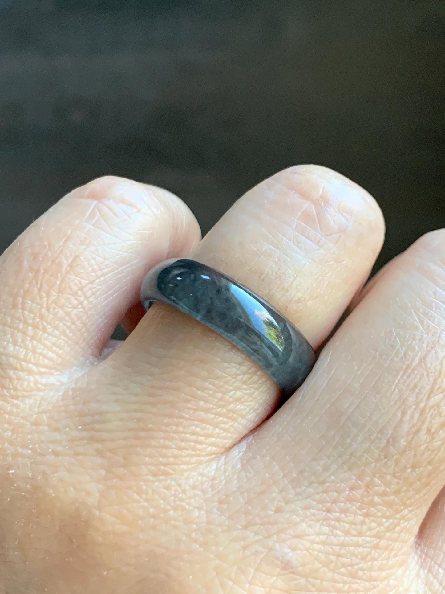 Natural Grade A Guatemalan Icy Highly Translucent Wuji Jade Jadeite Band Ring Size 9 US 天然高冰危乌鸡翡翠戒圈 GWW220A