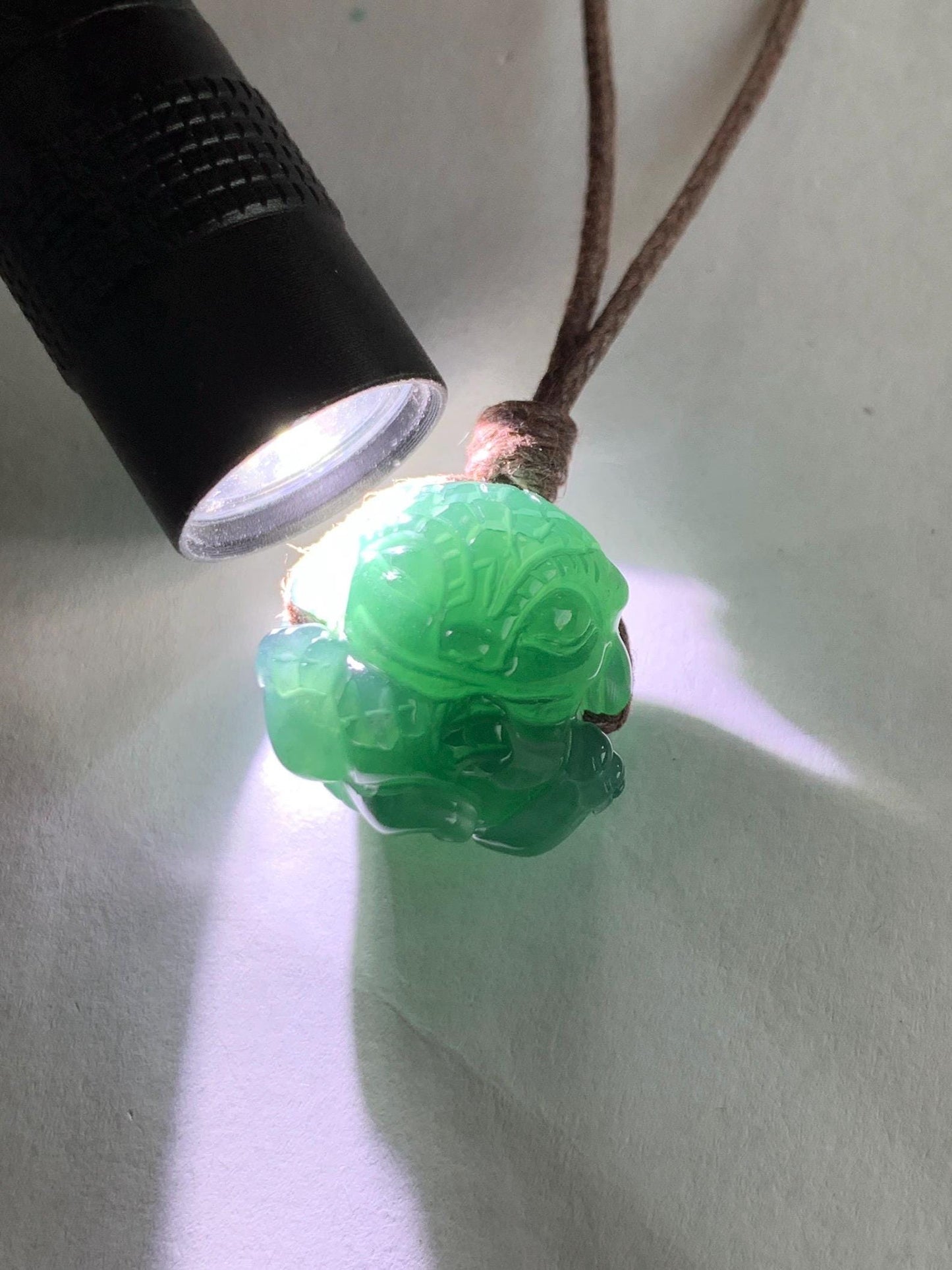 Natural Grade A Guatemalan Icy Translucent Dark Teal Blue Jade Jadeite Baby Dragon Ball Pendant Rope Necklace 26” 天然老种冰胶危深蓝翡翠龙宝宝吊坠 LBZ264C