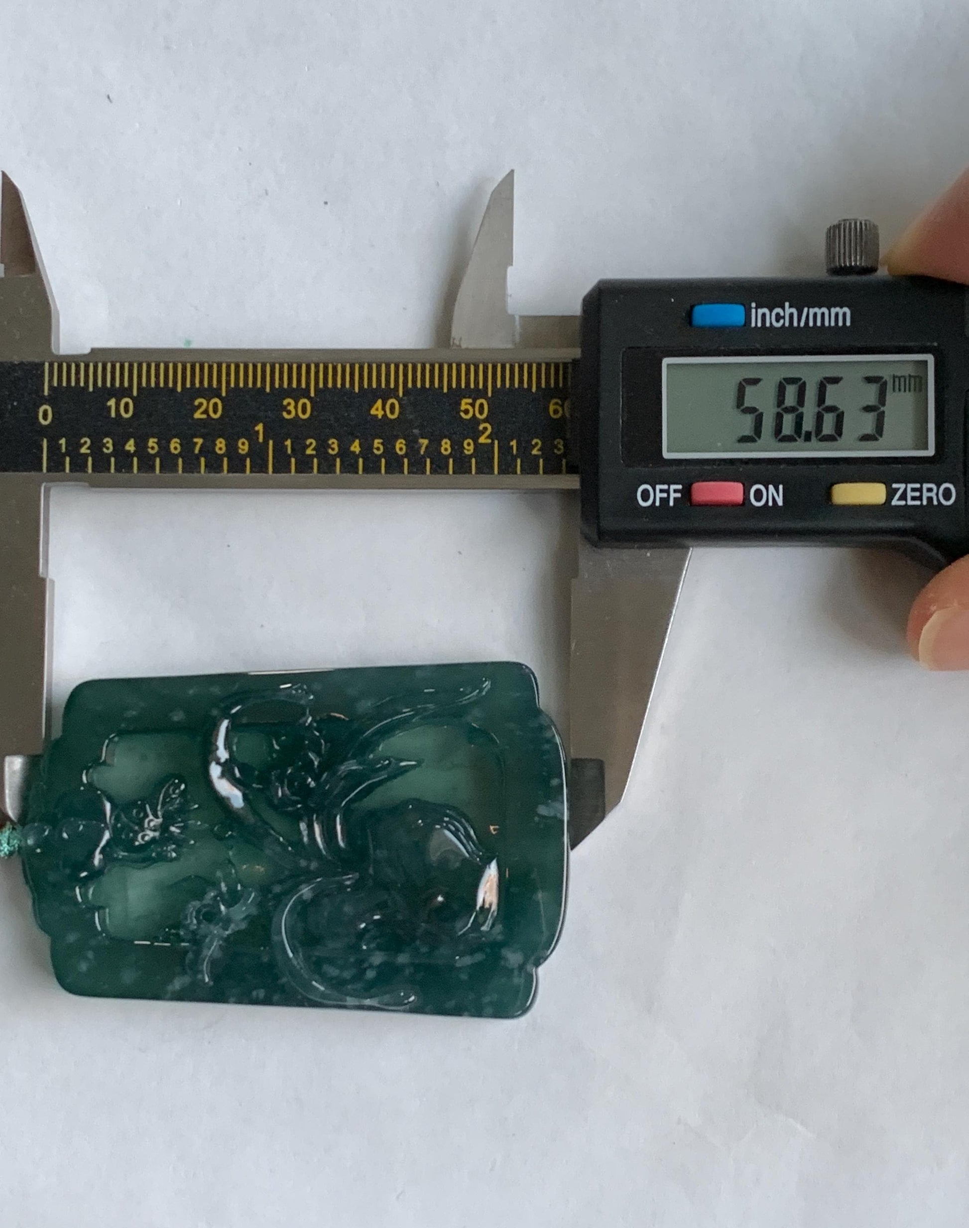 Natural Grade A Guatemalan Icy Translucent Dark Teal Blue Jade Jadeite Carved Orchid Pendant Rope Necklace 29.5" 40g 天然冰危湖水蓝翡翠兰花牌吊坠LHP220