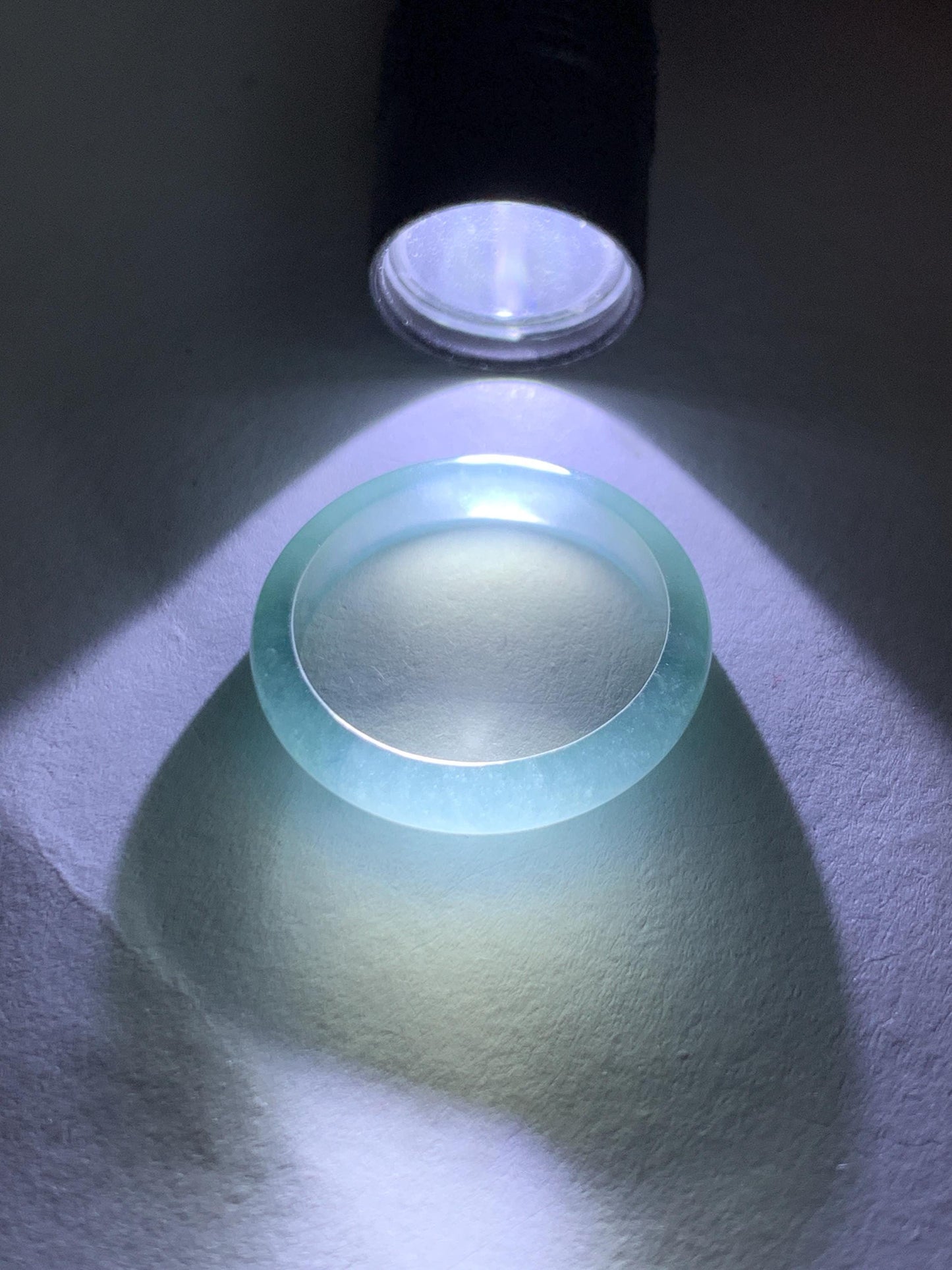 Natural Grade A Guatemalan Icy Highly Translucent Light Teal Jade Jadeite Band Ring Size 7.75 US 天然冰胶危浅蓝绿起光翡翠戒圈 WLL55D