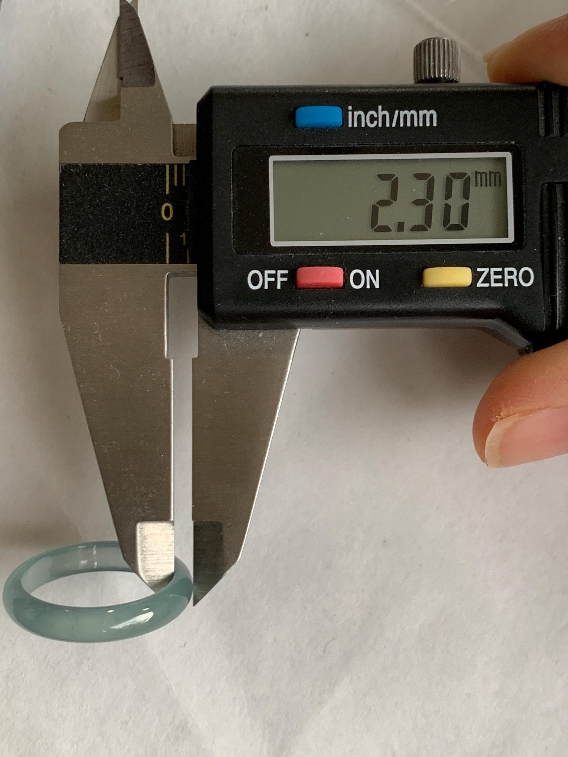 Natural Grade A Guatemalan Icy Highly Translucent Light Teal Jade Jadeite Band Ring Size 7.75 US 天然冰胶危浅蓝绿起光翡翠戒圈 WLL55F