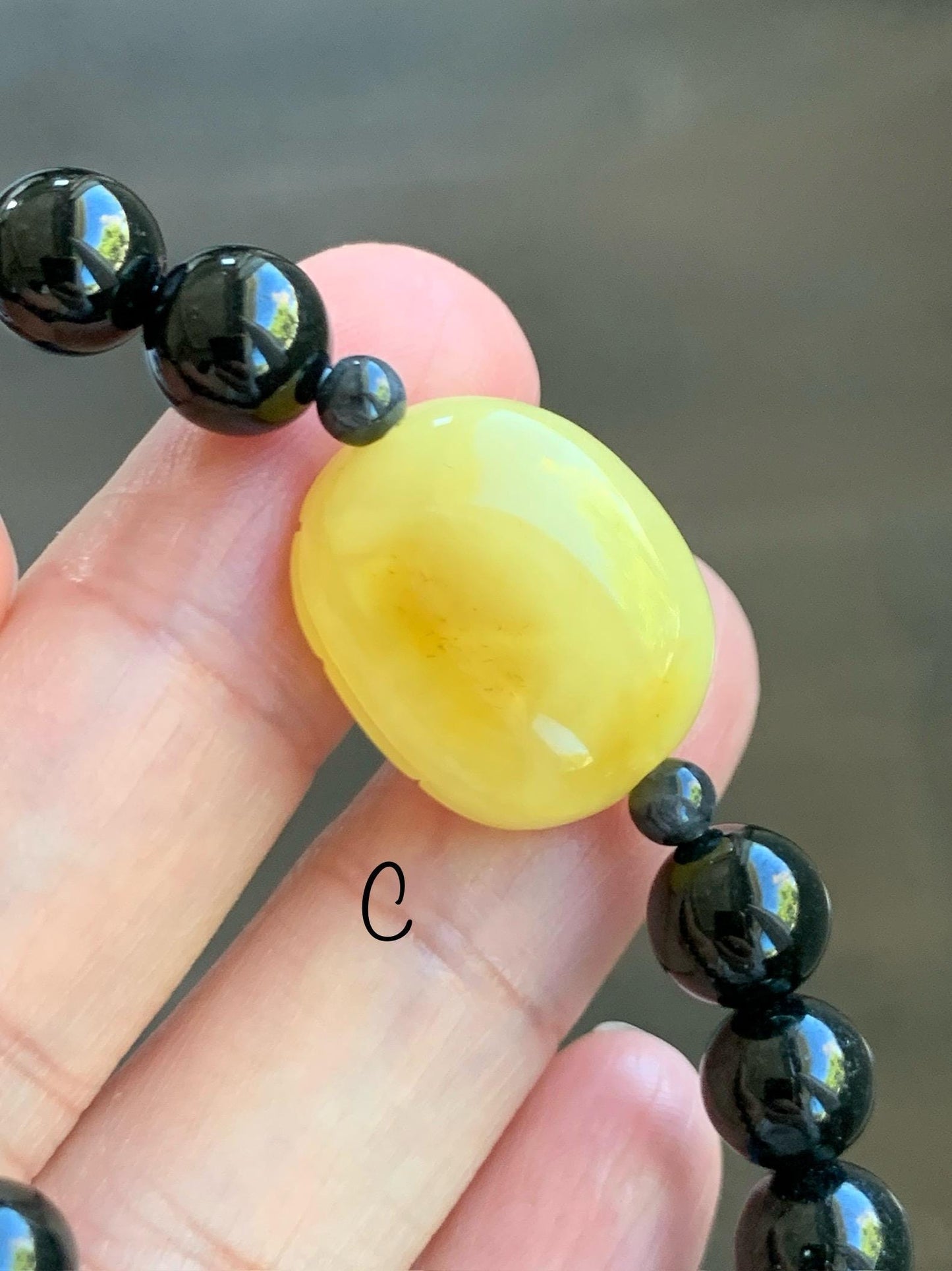 Natural Grade A Opaque Black Jade Jadeite Natural Tree Resin Carved Turle Shell Beaded Bracelet 8mm 6.25” 6.75” 7” 天然墨翠圆珠蜜蜡富甲手串 MHP