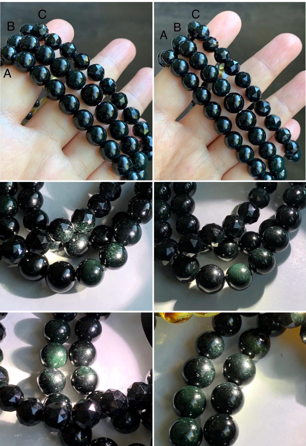 Natural Grade A Opaque Black Jade Jadeite Beads Natural Tree Resin Carved Teddy Bear Beaded Bracelet 7” 7.25” Stretchy 天然墨翠圆珠蜜蜡爱心小熊手串 HPB