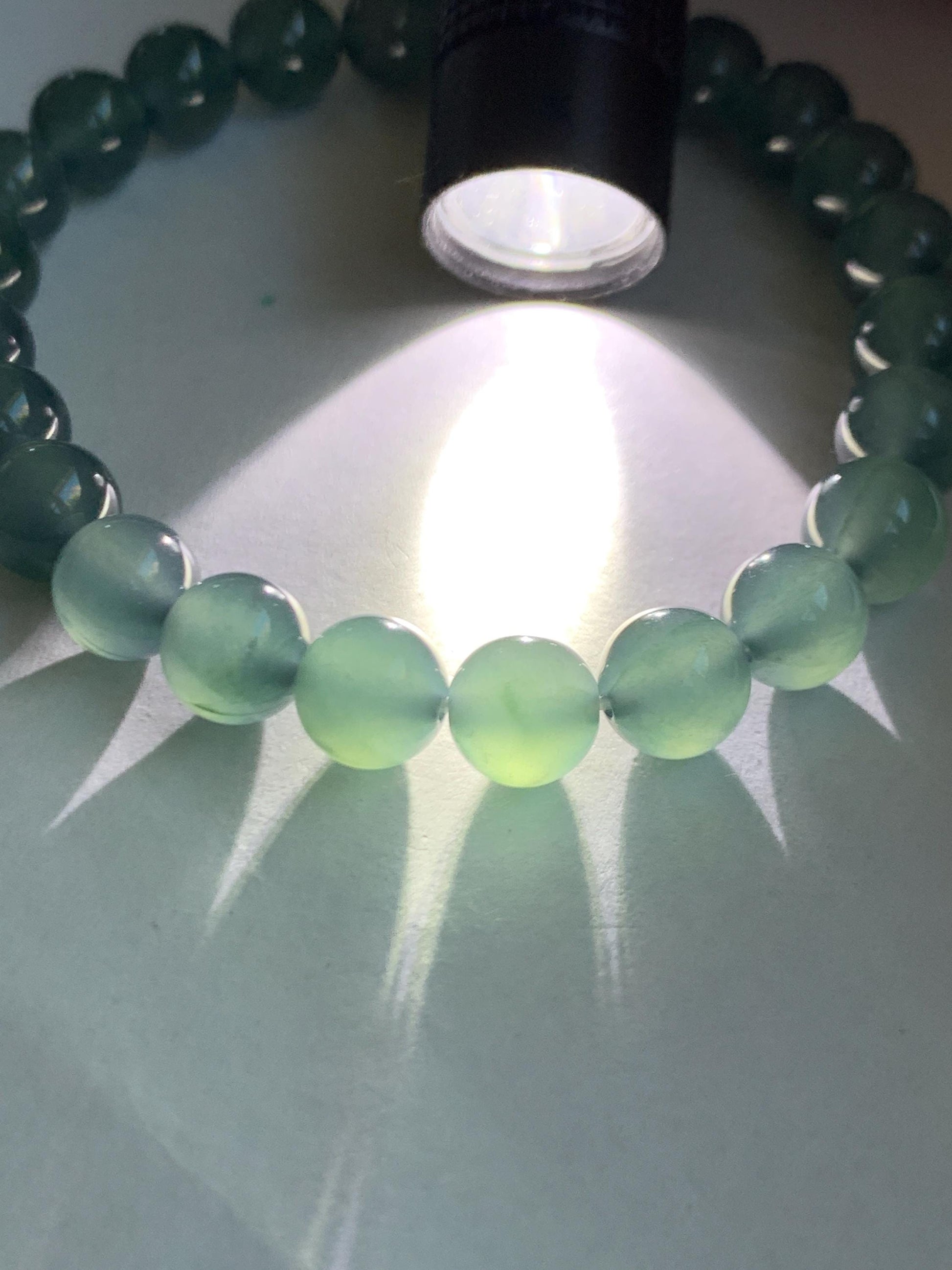 Natural Grade A Guatemalan Icy Highly Translucent Teal Blue Jade Jadeite Beaded Bracelet 7.8mm 7” 20g Stretchy 天然高冰危蓝翡翠手串 HWL286
