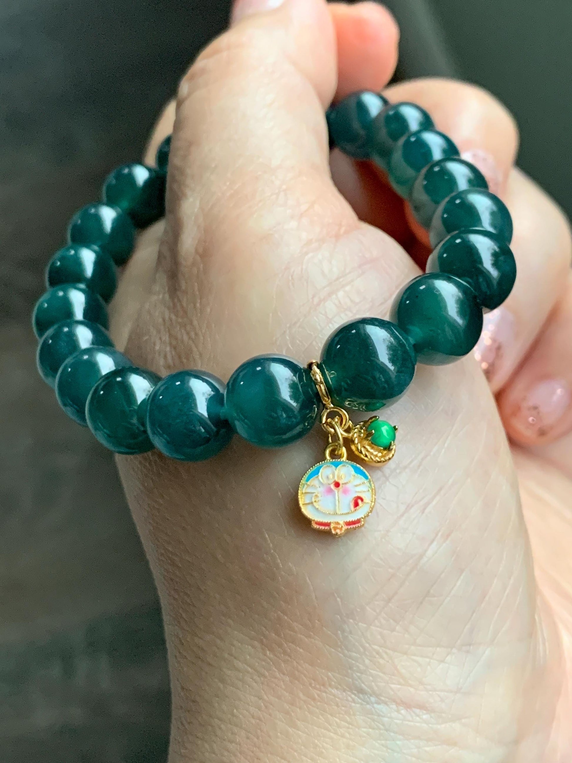 Natural Grade A Guatemalan Icy Translucent Vibrant Green Jade Jadeite Enamel Petite Charm Pendant Sterling Silver 天然冰危绿翡翠小潘多拉吊坠 WPD480