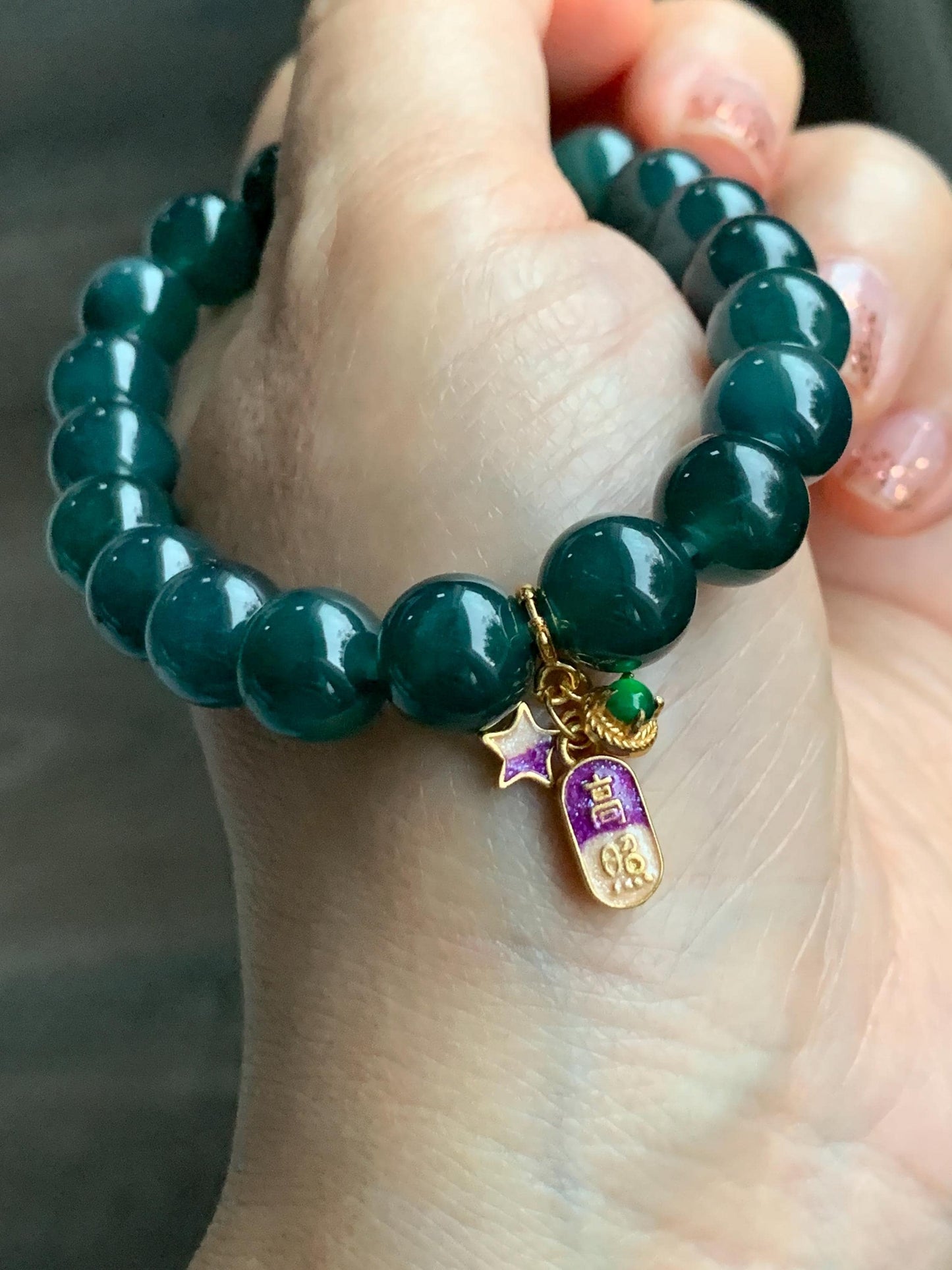 Natural Grade A Guatemalan Icy Translucent Vibrant Green Jade Jadeite Enamel Petite Charm Pendant Sterling Silver 天然冰危绿翡翠小潘多拉吊坠 WPD480