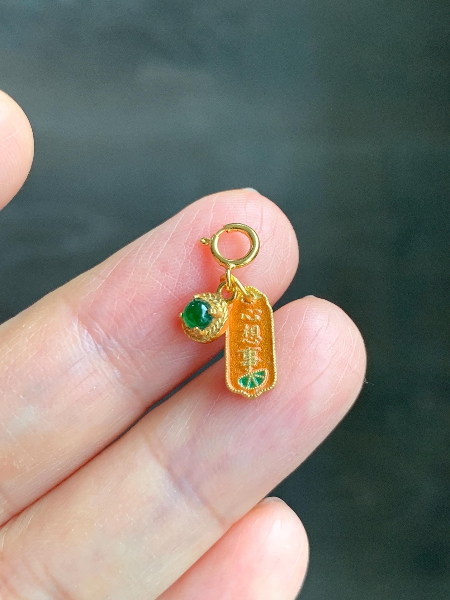 Natural Grade A Guatemalan Icy Translucent Vibrant Green Jade Jadeite Enamel Petite Charm Pendant Sterling Silver 天然冰危绿翡翠小潘多拉吊坠 WPD480