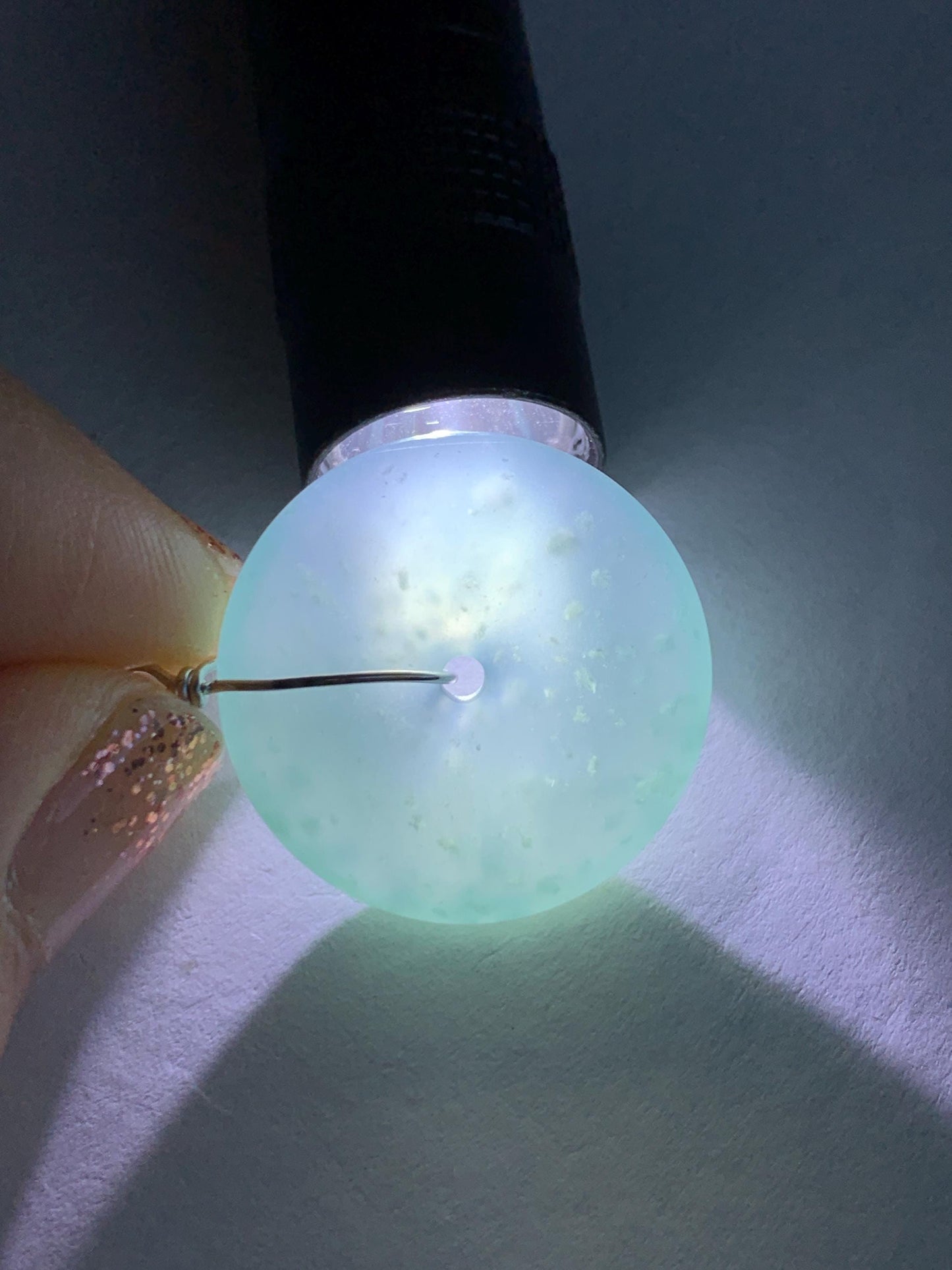 Certified Natural Grade A Guatemalan Icy Highly Translucent Teal Jade Jadeite Ping An Kou Donut Pendant Sterling Silver 天然冰危蓝翡翠平安扣吊坠 1121