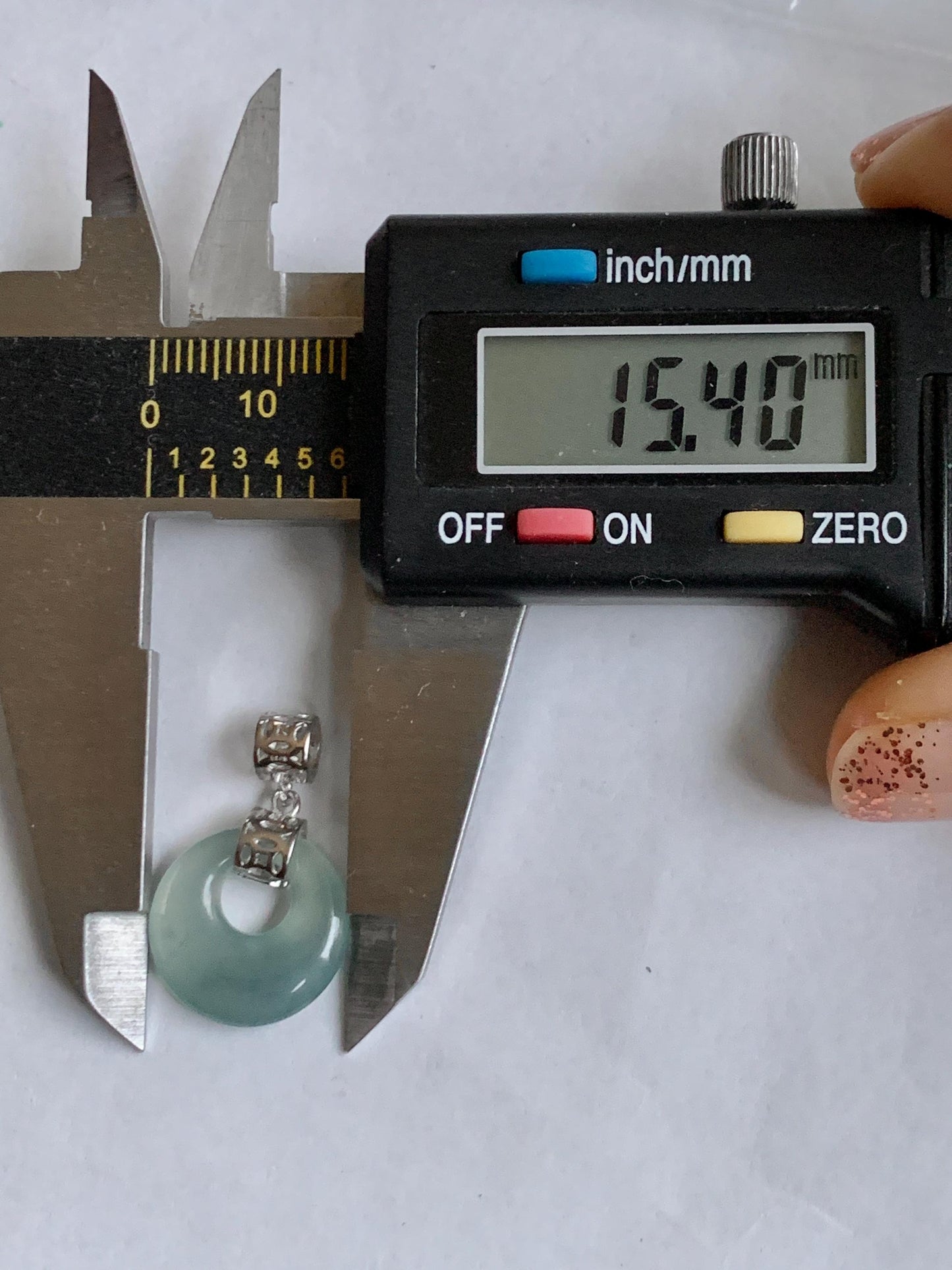 Natural Grade A Guatemalan Icy Translucent Pastel Teal Blue Jade Jadeite Ping An Kou Donut Pendant Sterling Silver 天然冰胶危飘蓝翡翠平安扣吊坠 WGZ55A