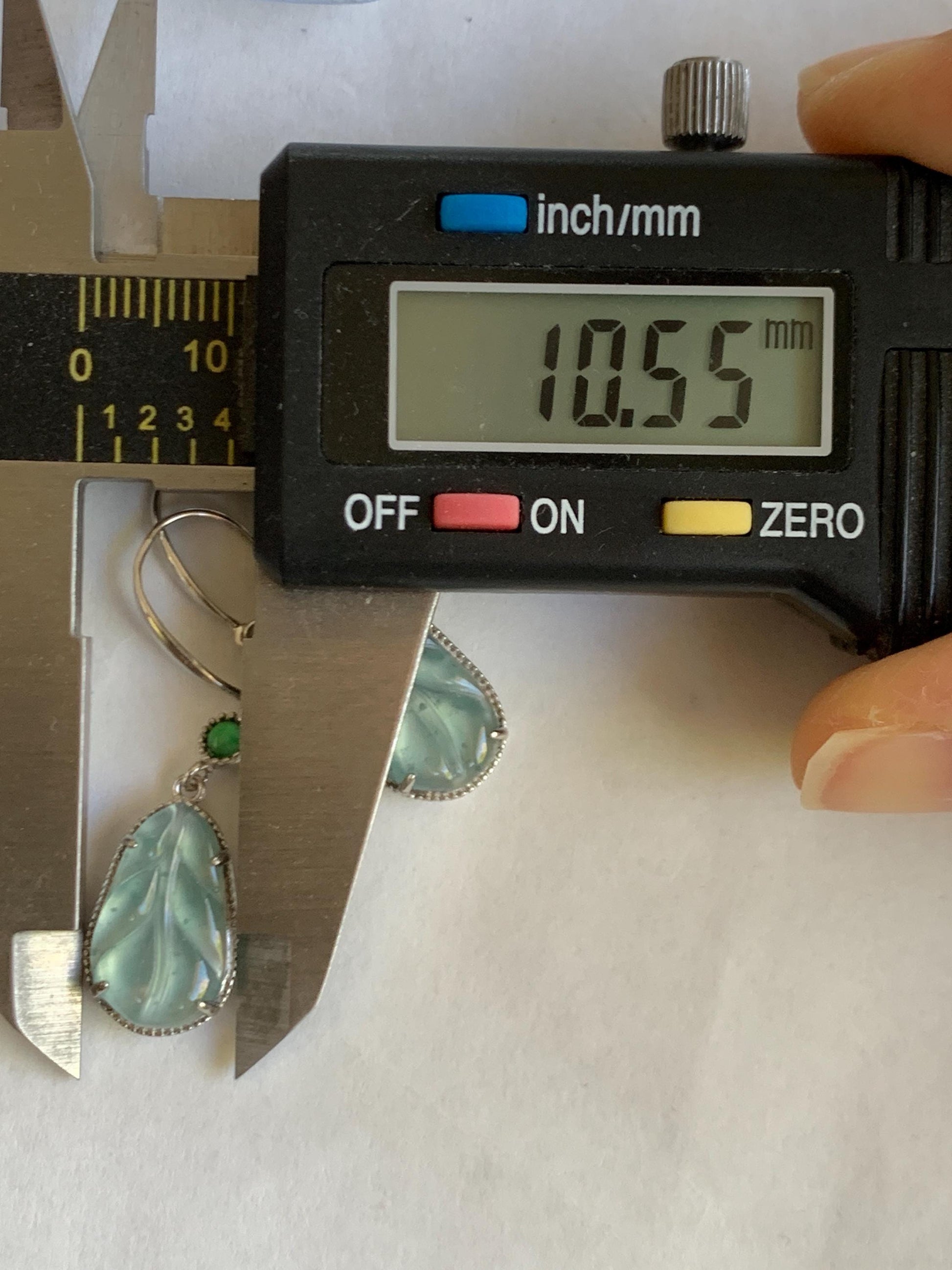 Natural Guatemalan Grade A Icy Highly Translucent Pastel Blue Jade Jadeite Leaf Dangle Earrings Sterling Silver 天然高冰危浅蓝翡翠叶子银耳钩 XYD240E
